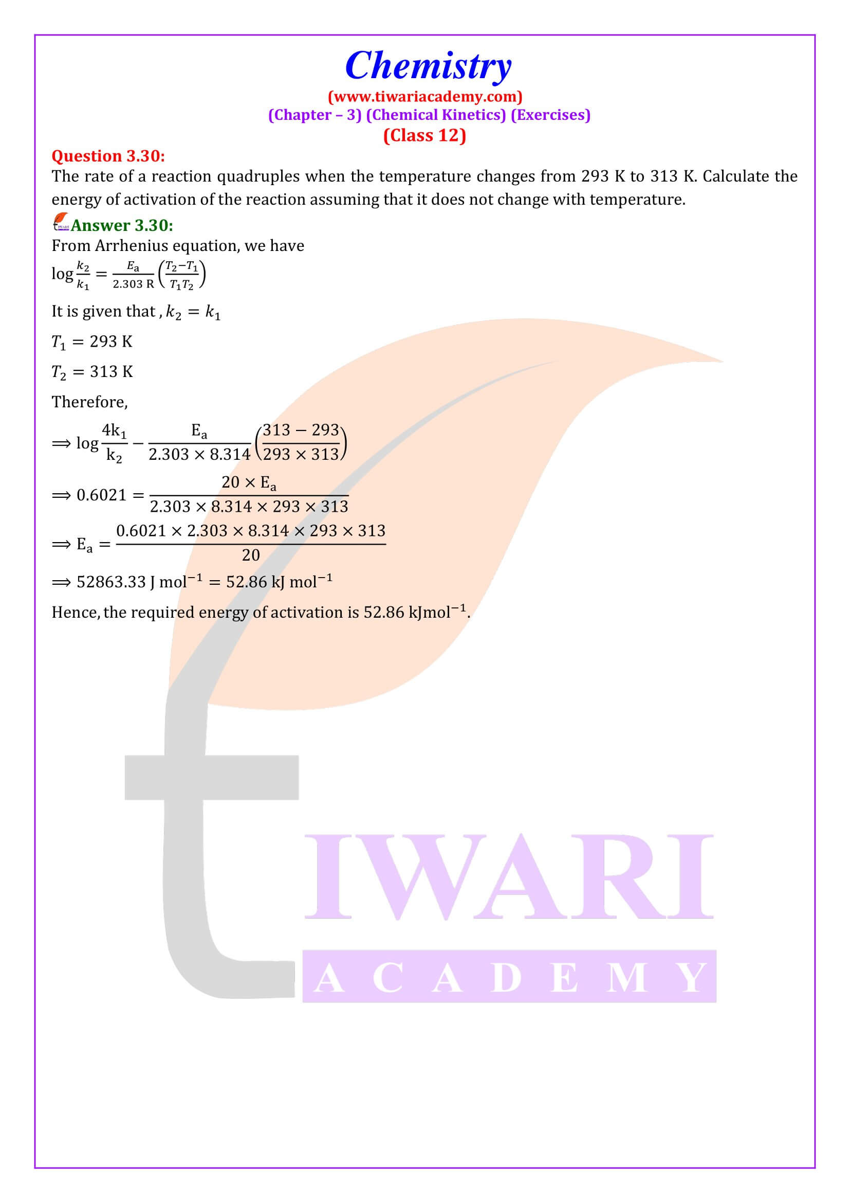 Class 12 Chemistry Chapter 3 Exercises