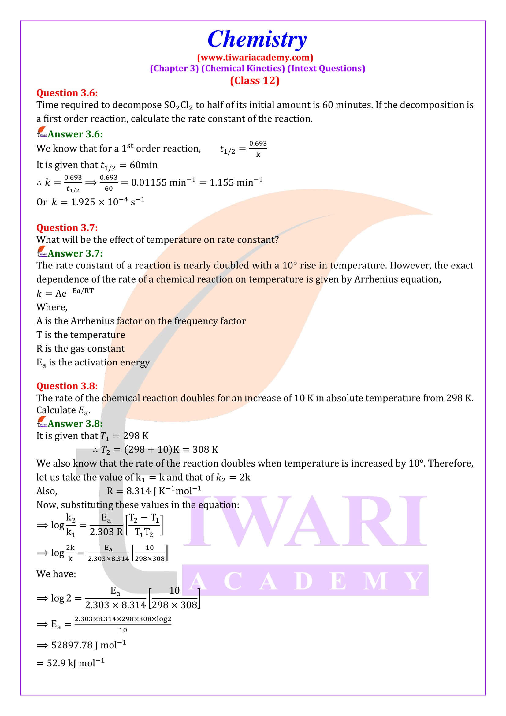 Class 12 Chemistry Chapter 3 Intext Questions