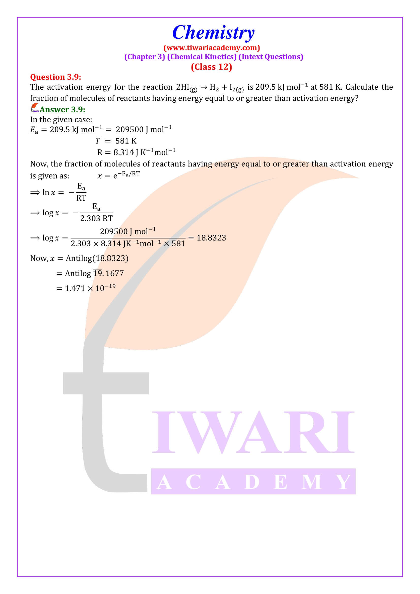 Class 12 Chemistry Chapter 3 Intext Answers