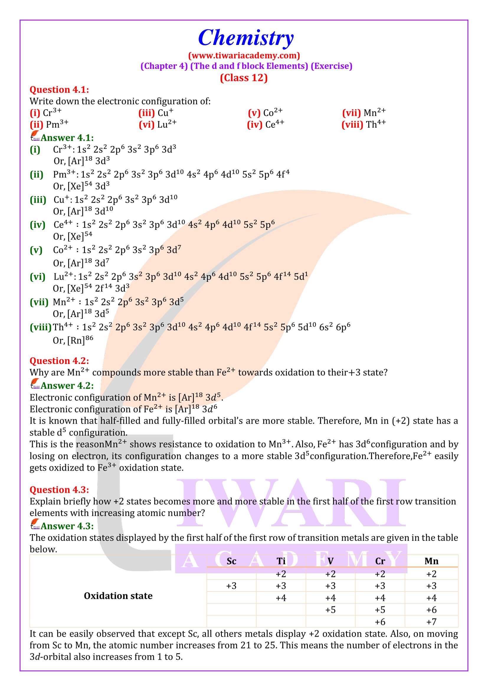 Class 12 Chemistry Chapter 4