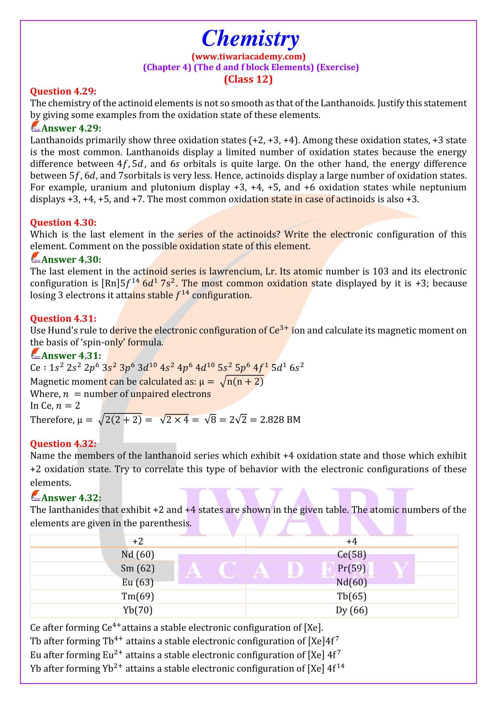 Class 12 Chemistry Chapter 4 Solutions