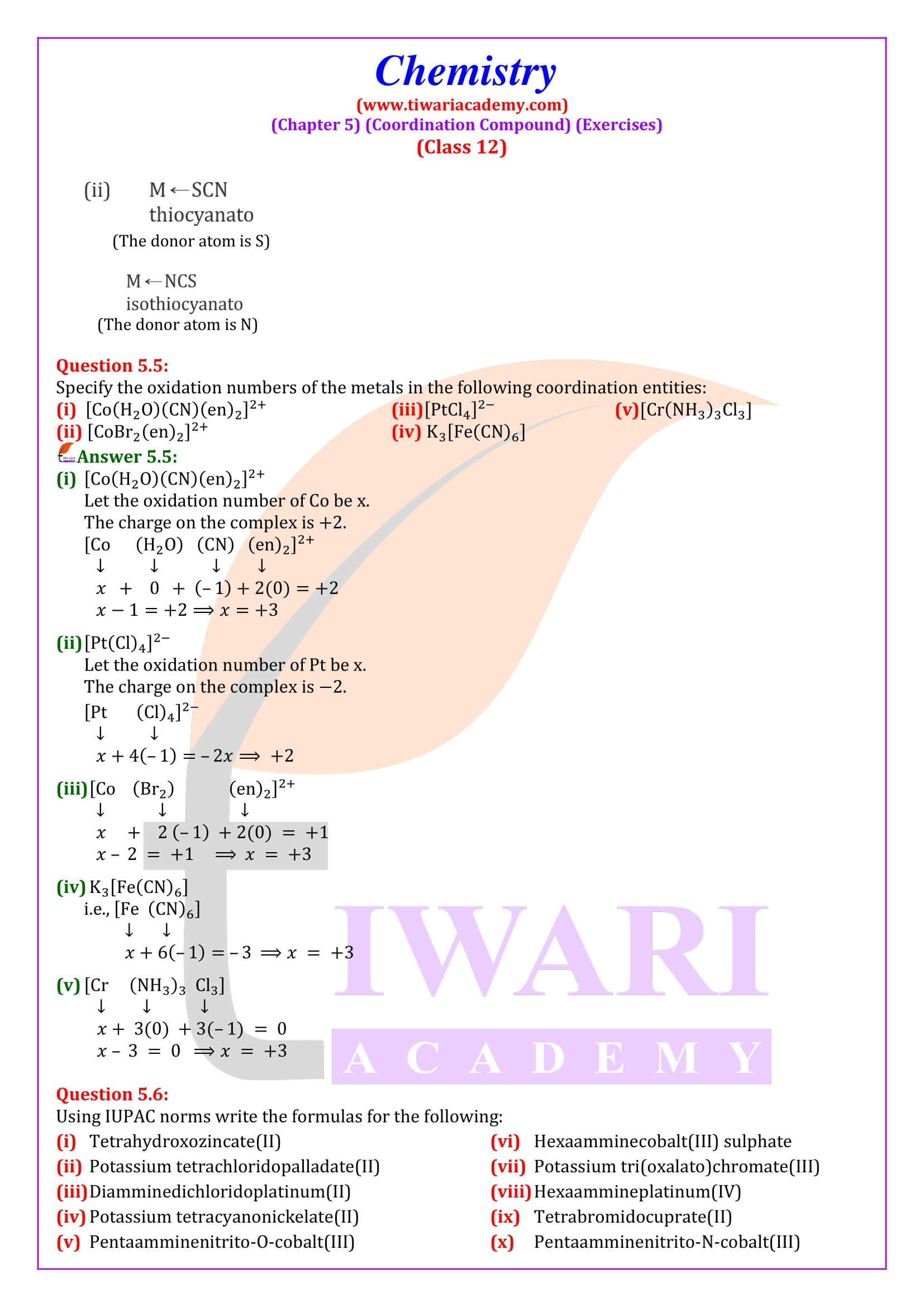 NCERT Solutions for Class 12 Chemistry Chapter 5 in English Medium