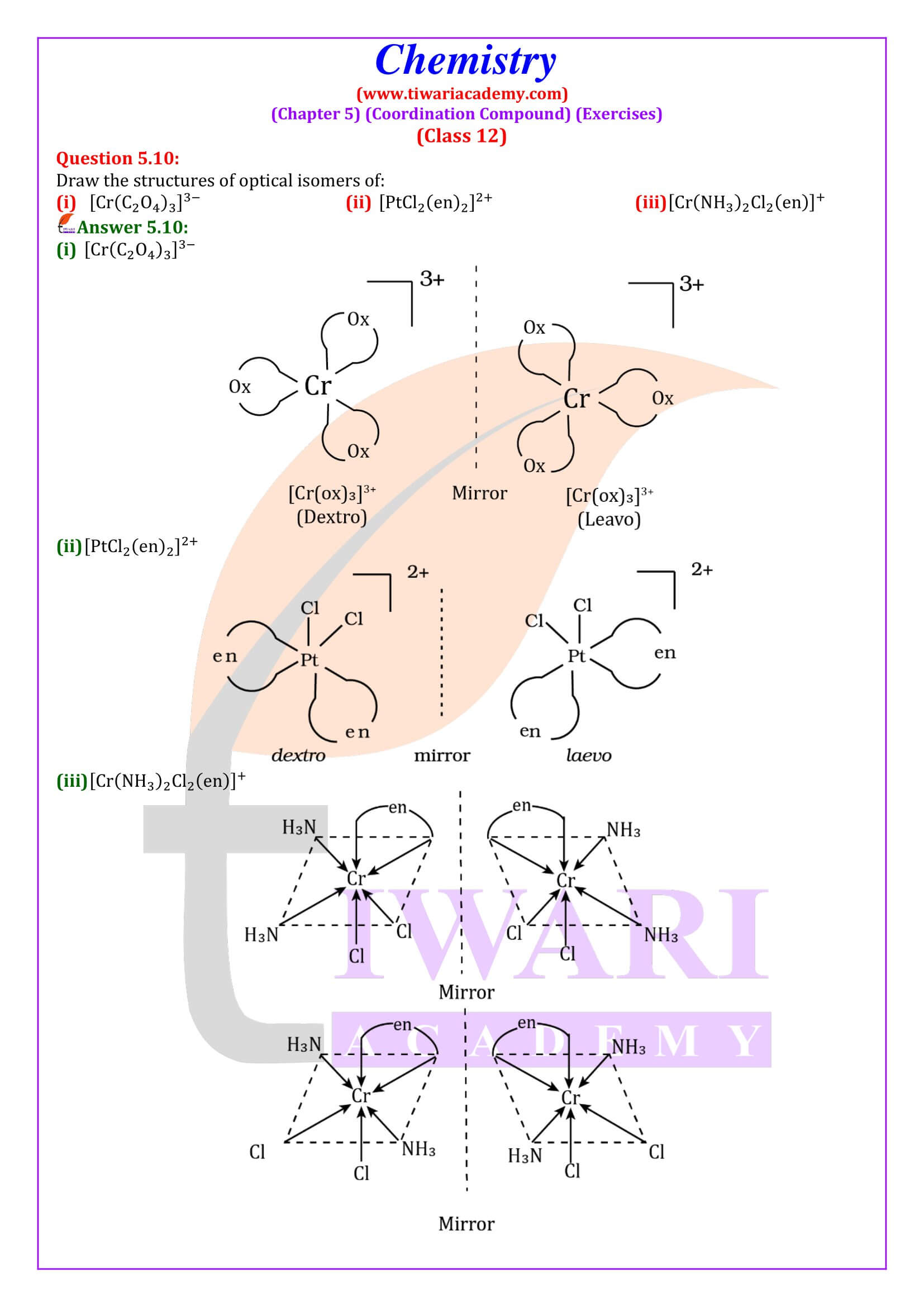 NCERT Solutions for Class 12 Chemistry Chapter 5 Quesiton Answers