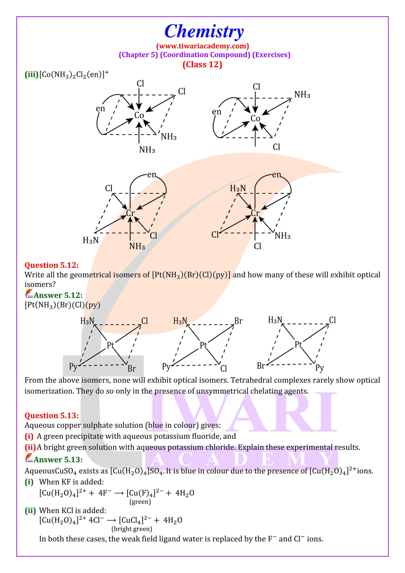 NCERT Solutions for Class 12 Chemistry Chapter 5 for new session