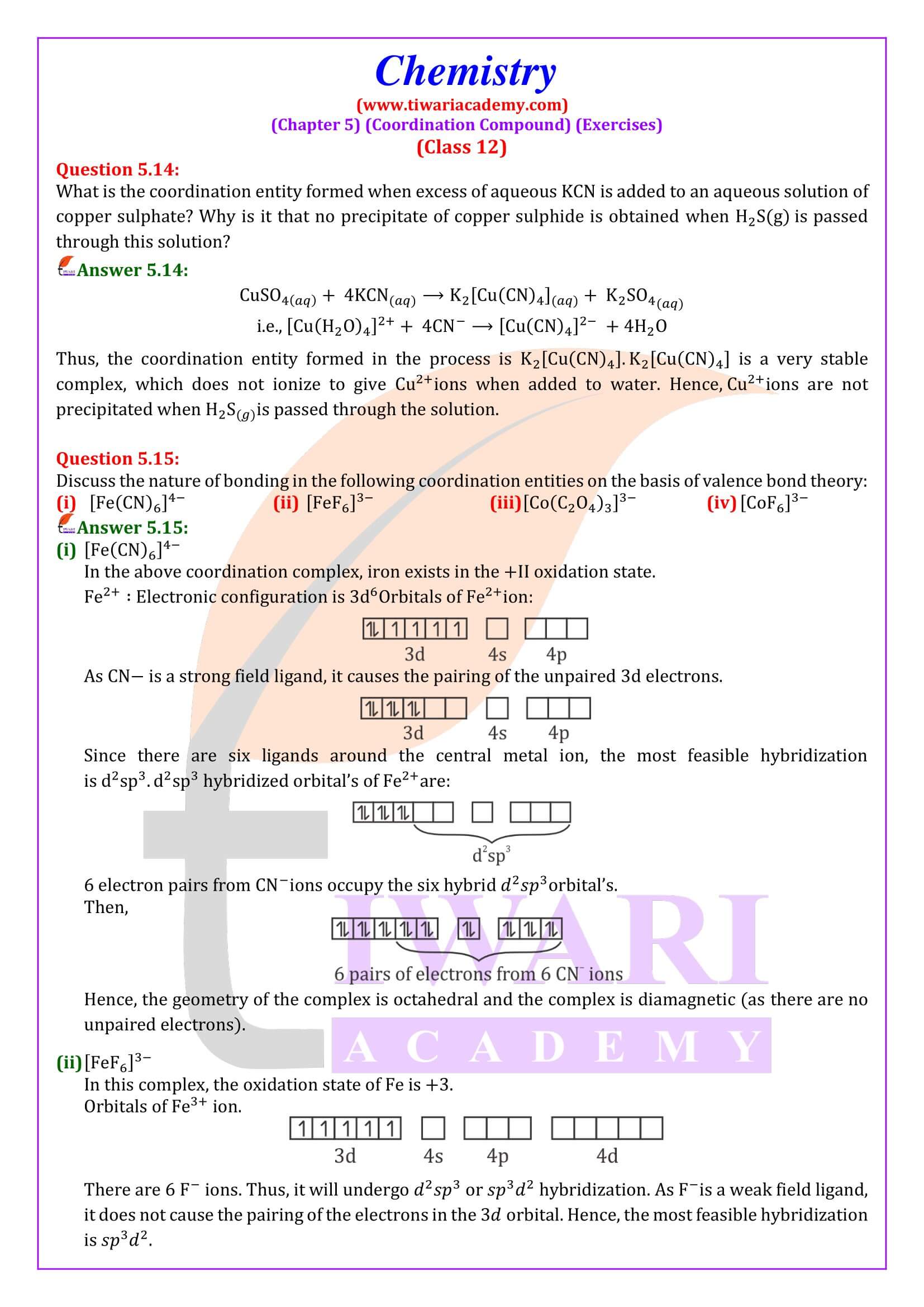 Class 12 Chemistry Chapter 5 in English Medium