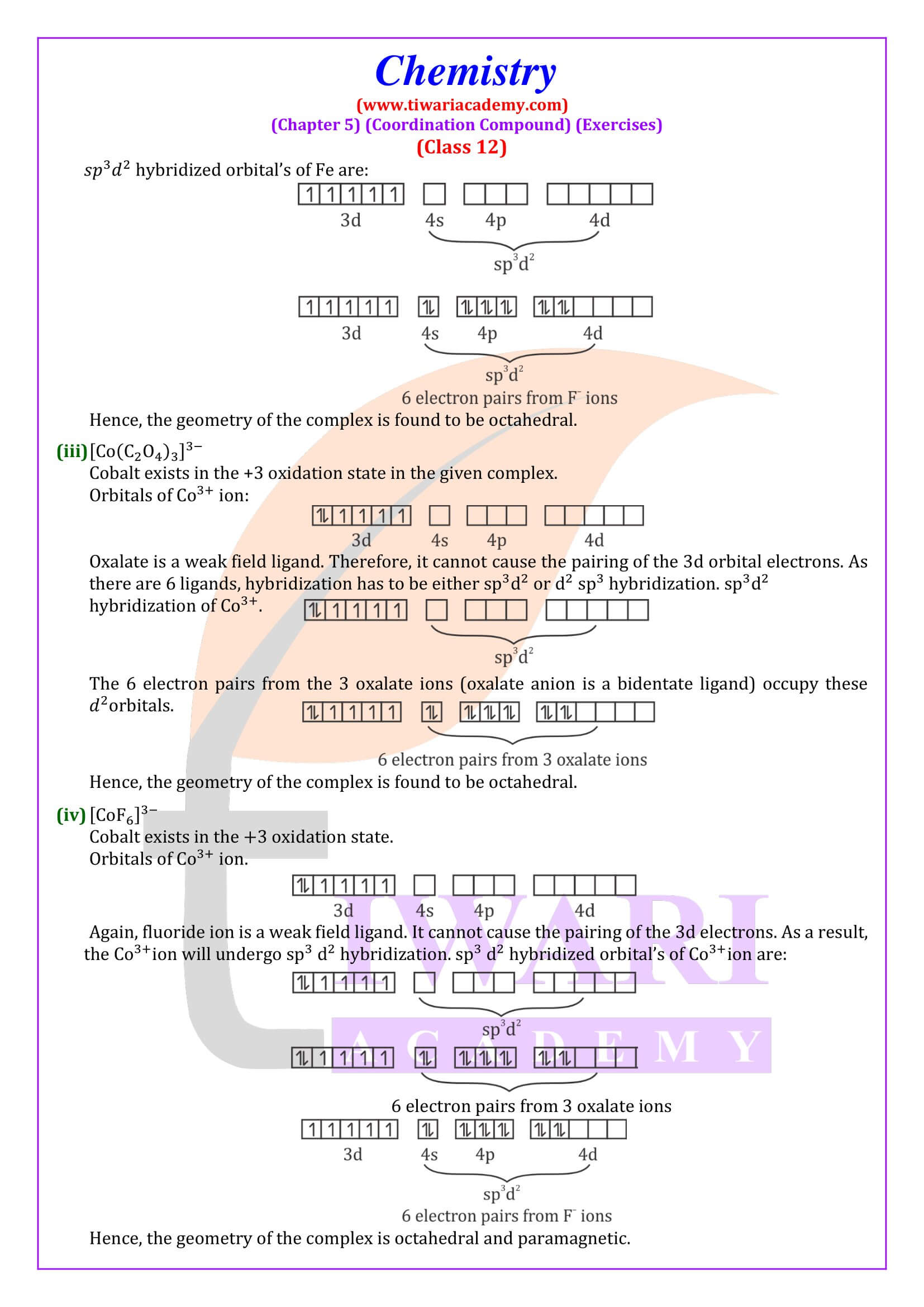 Class 12 Chemistry Chapter 5 Exercises