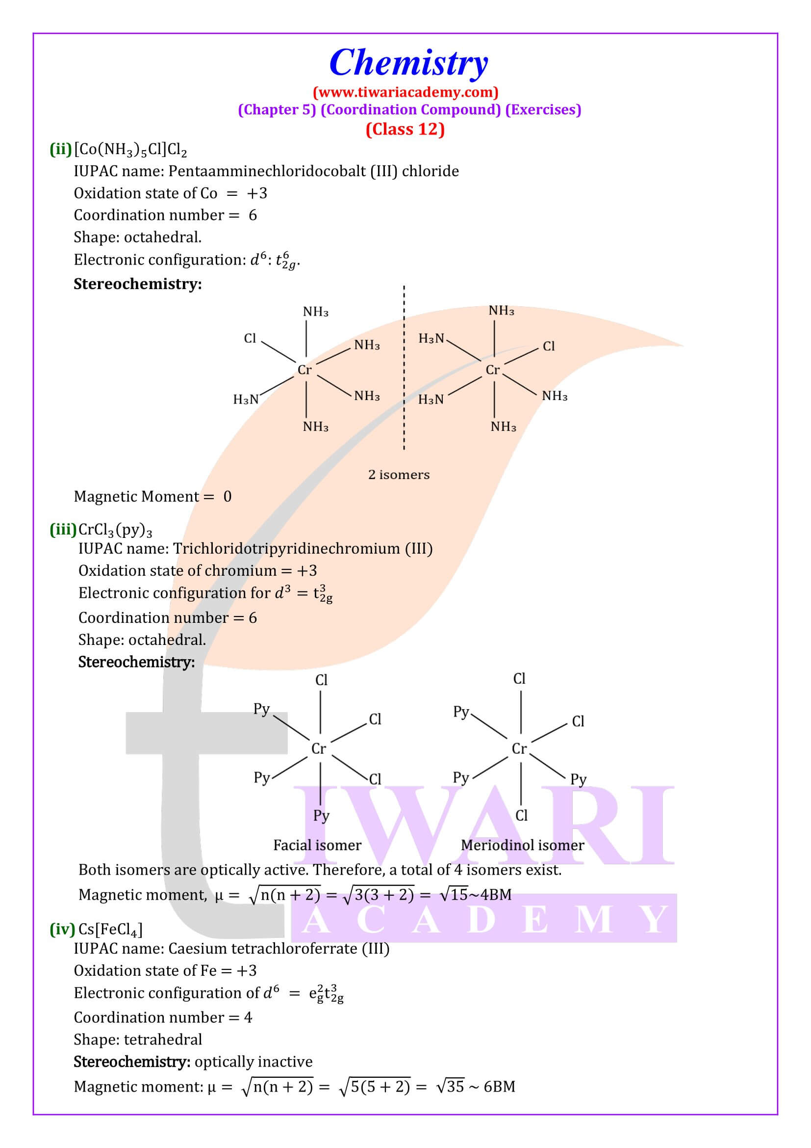 Class 12 Chemistry Chapter 5 in English Medium