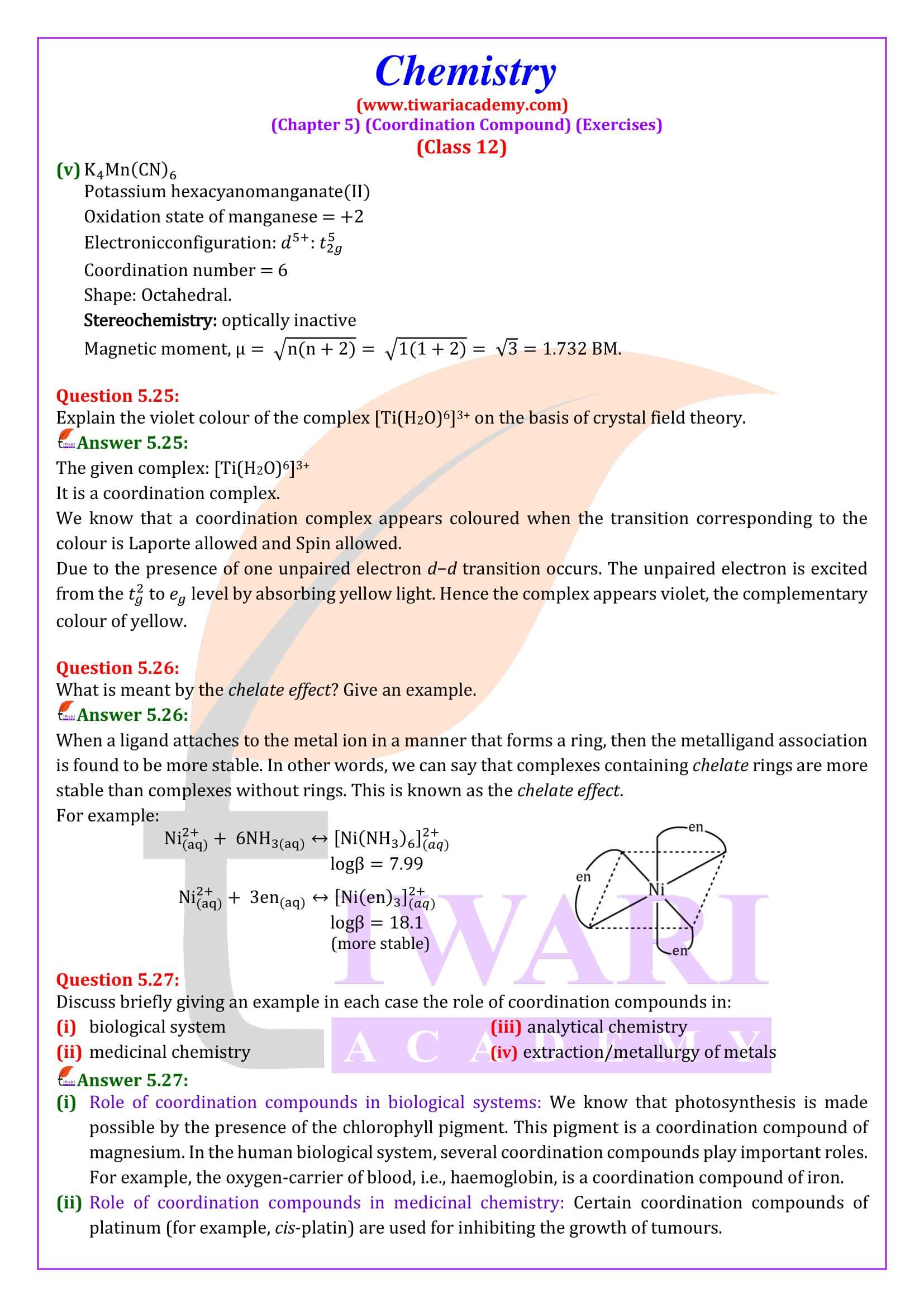 Class 12 Chemistry Chapter 5 NCERT Solutions