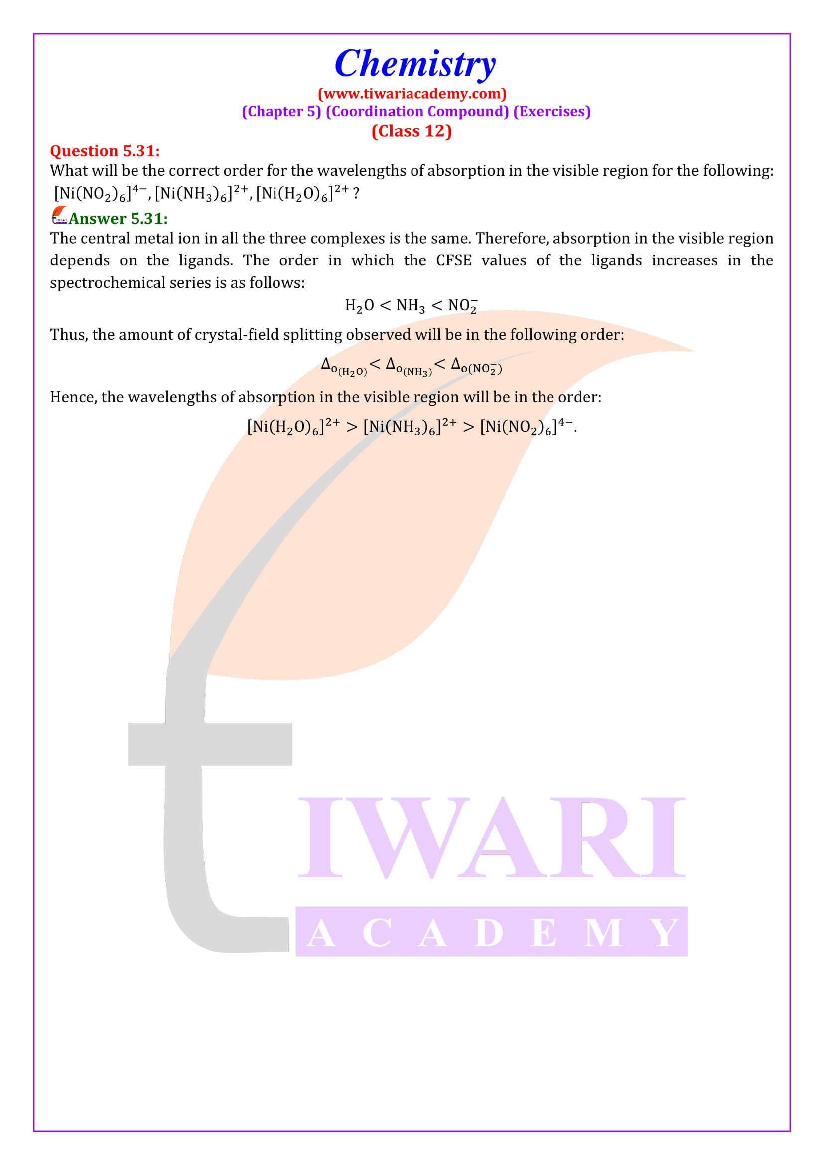 Class 12 Chemistry Chapter 5 Answers