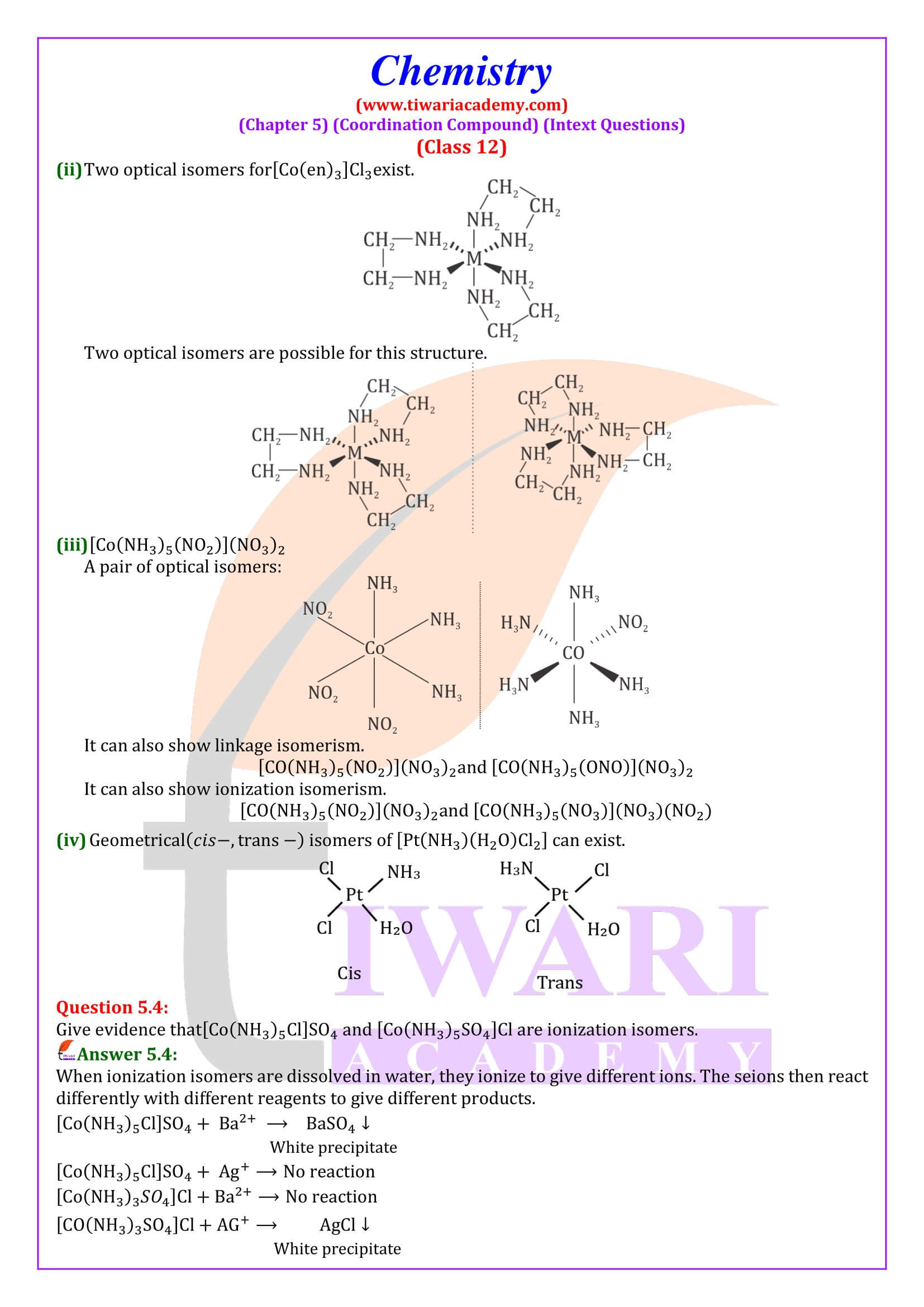 Class 12 Chemistry Chapter 5 Intext Solutions