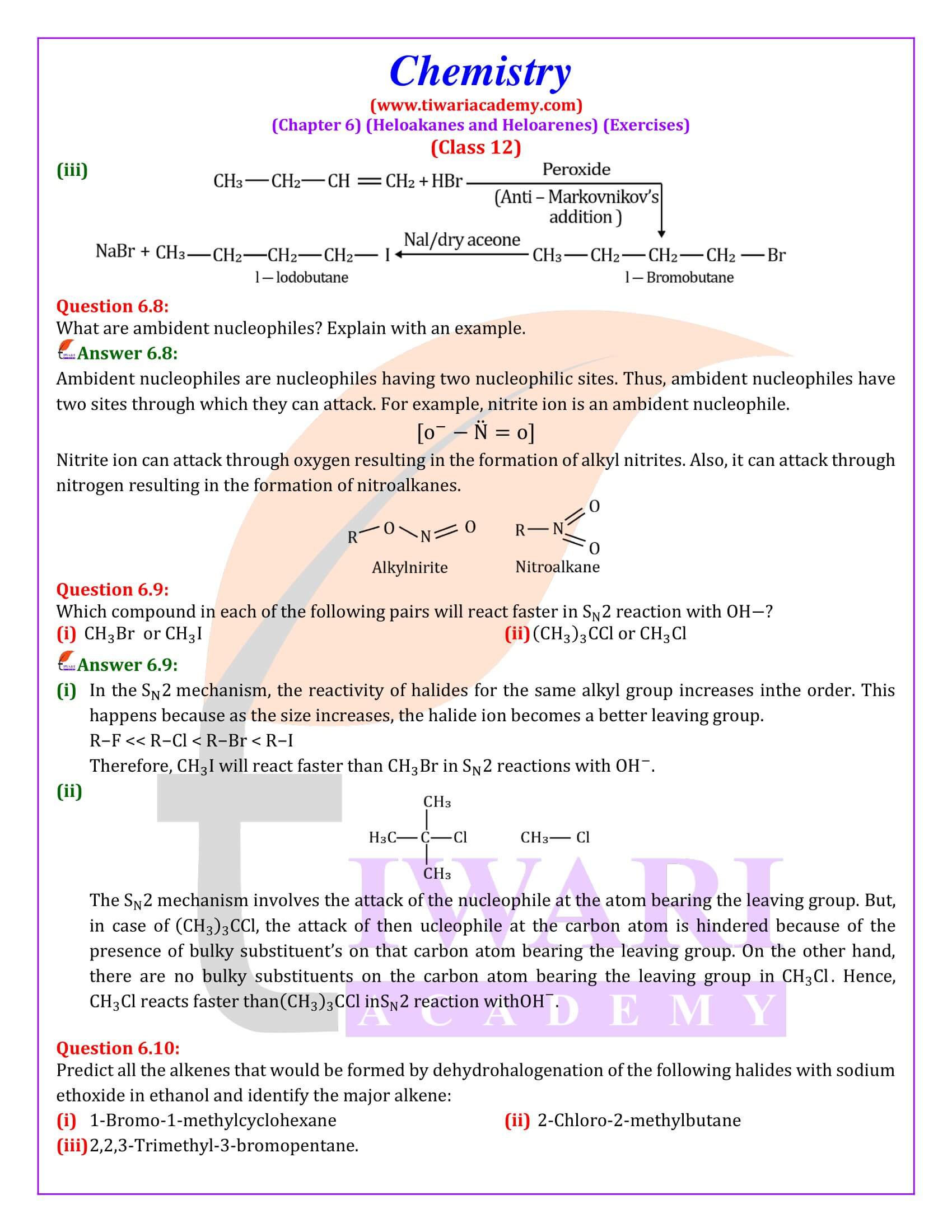 NCERT Solutions for Class 12 Chemistry Chapter 6 Exercises