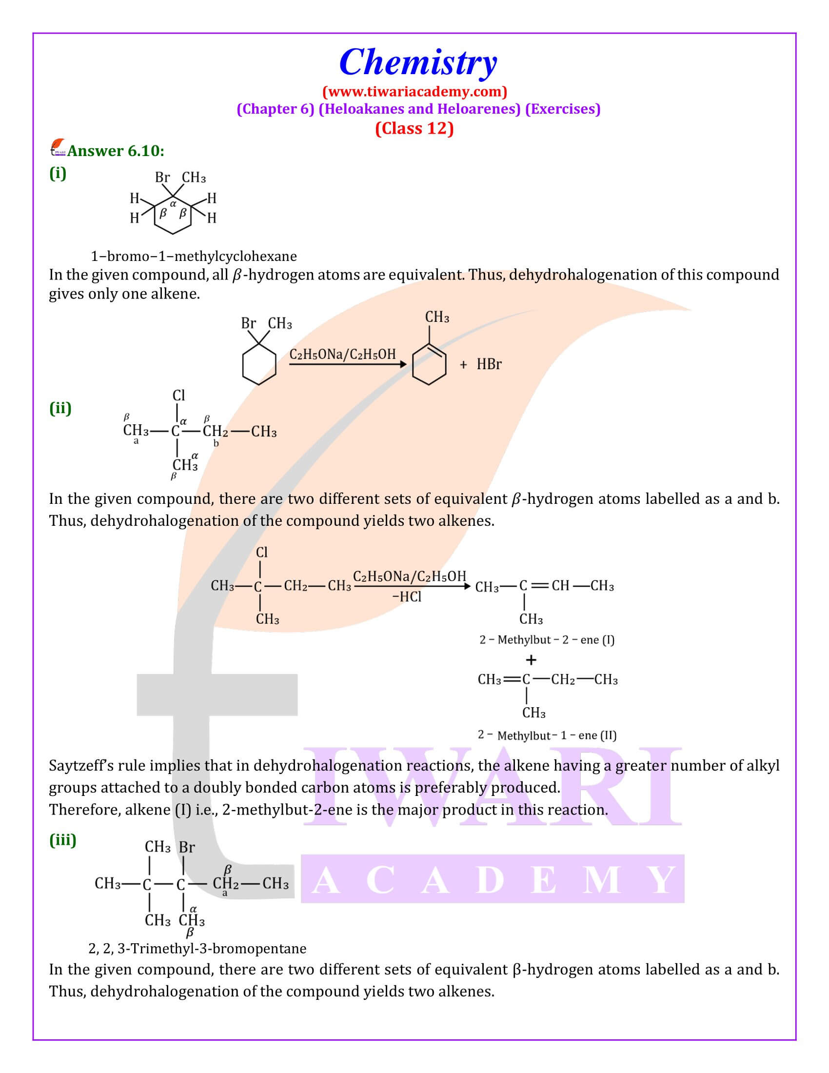 NCERT Solutions for Class 12 Chemistry Chapter 6 Exercises answers