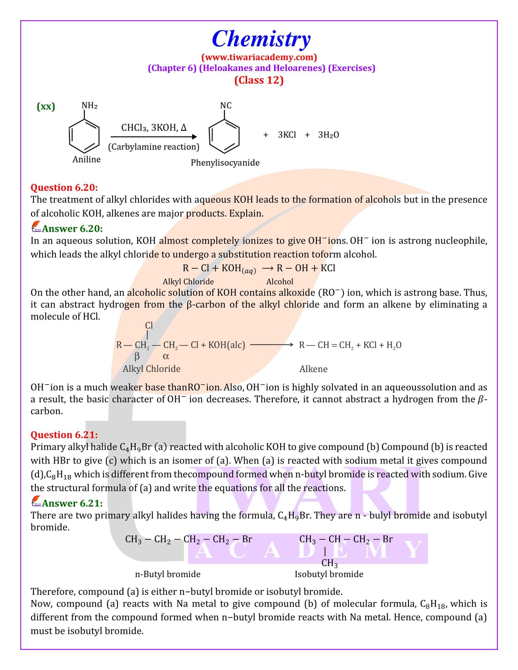 Class 12 Chemistry Chapter 6 all Question Answers