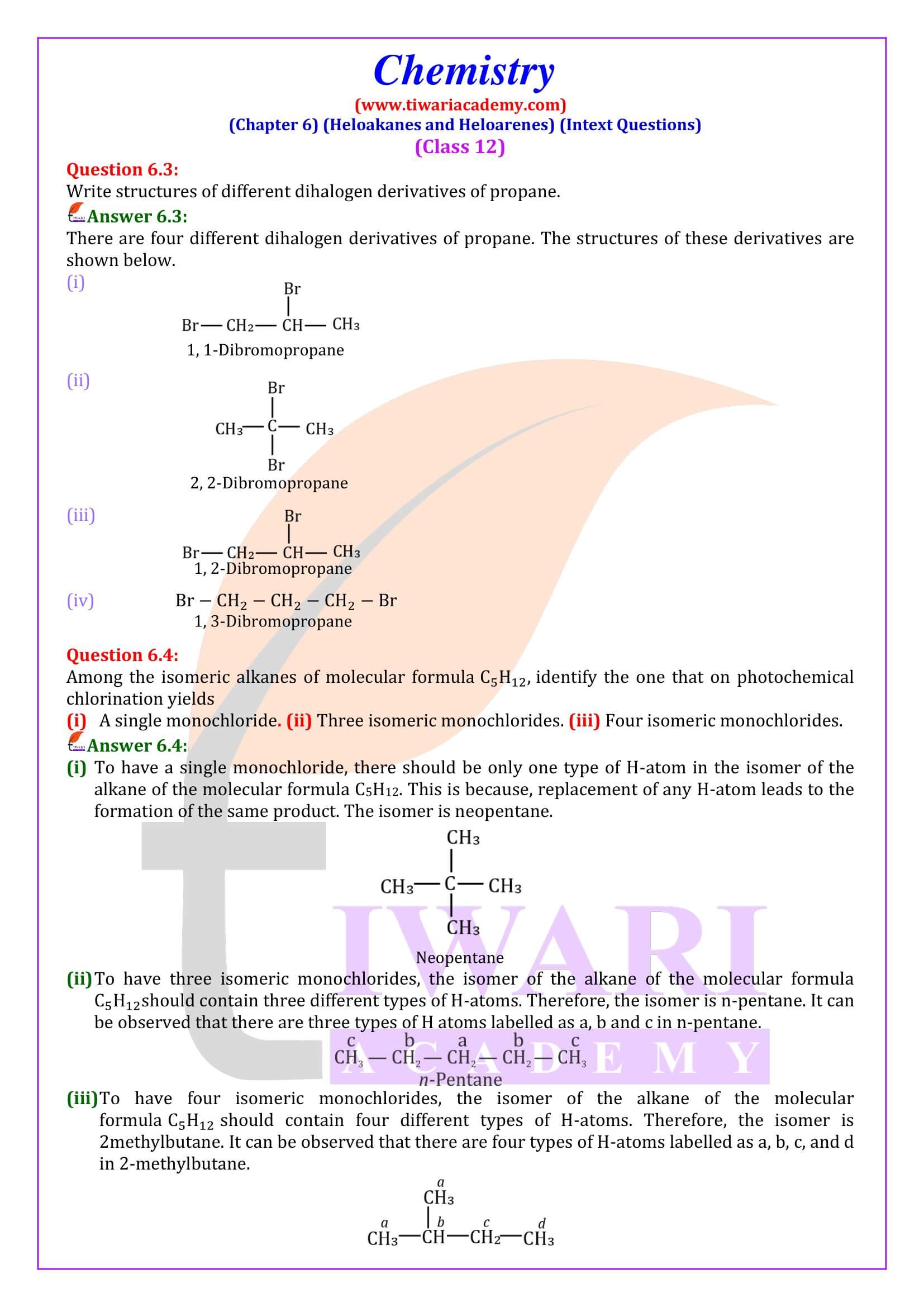 Class 12 Chemistry Chapter 6 Intext Answers