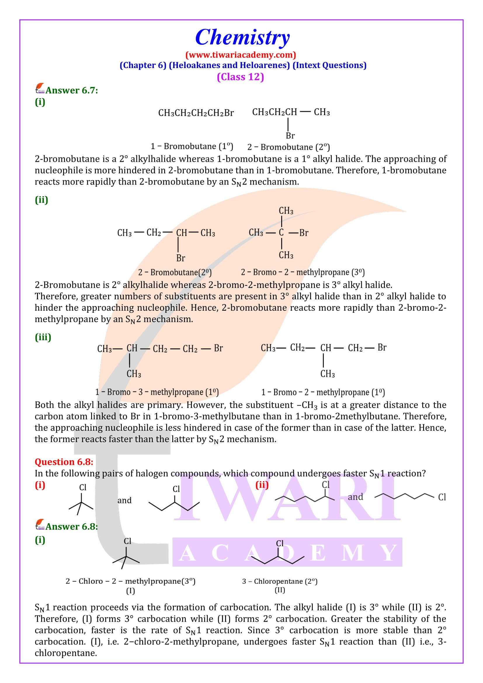 Class 12 Chemistry Chapter 6 Intext problems