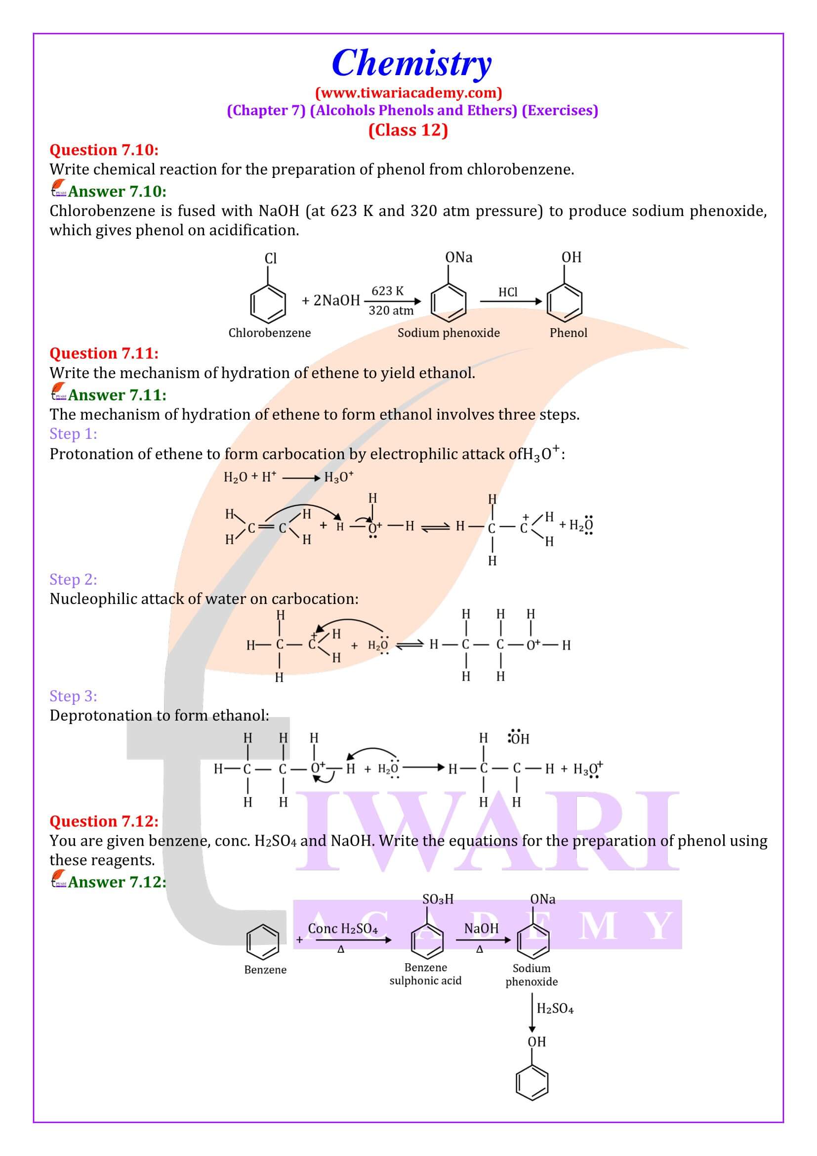 NCERT Solutions for Class 12 Chemistry Chapter 7 Question Answers