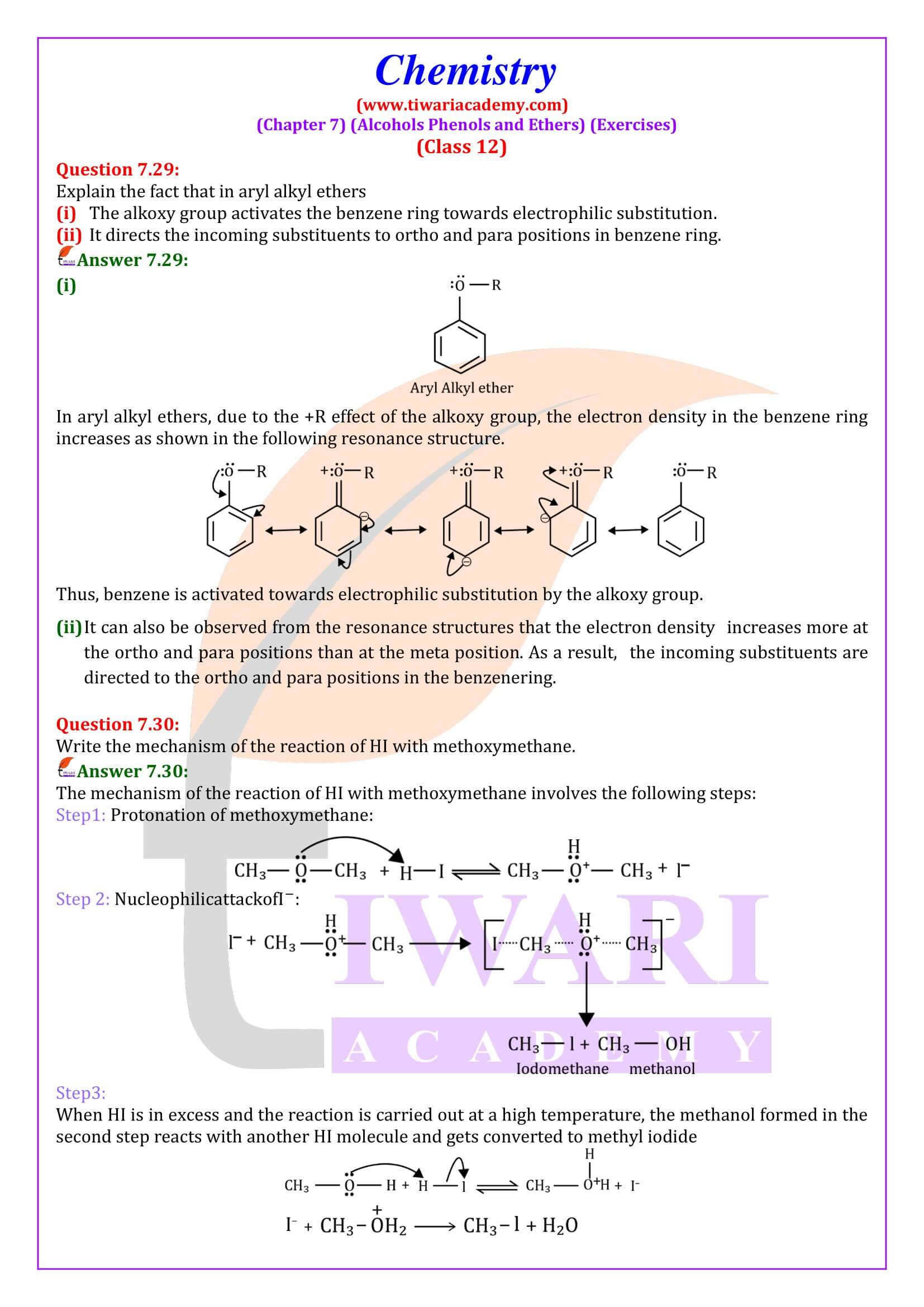 Class 12 Chemistry Chapter 7 Exercises answers