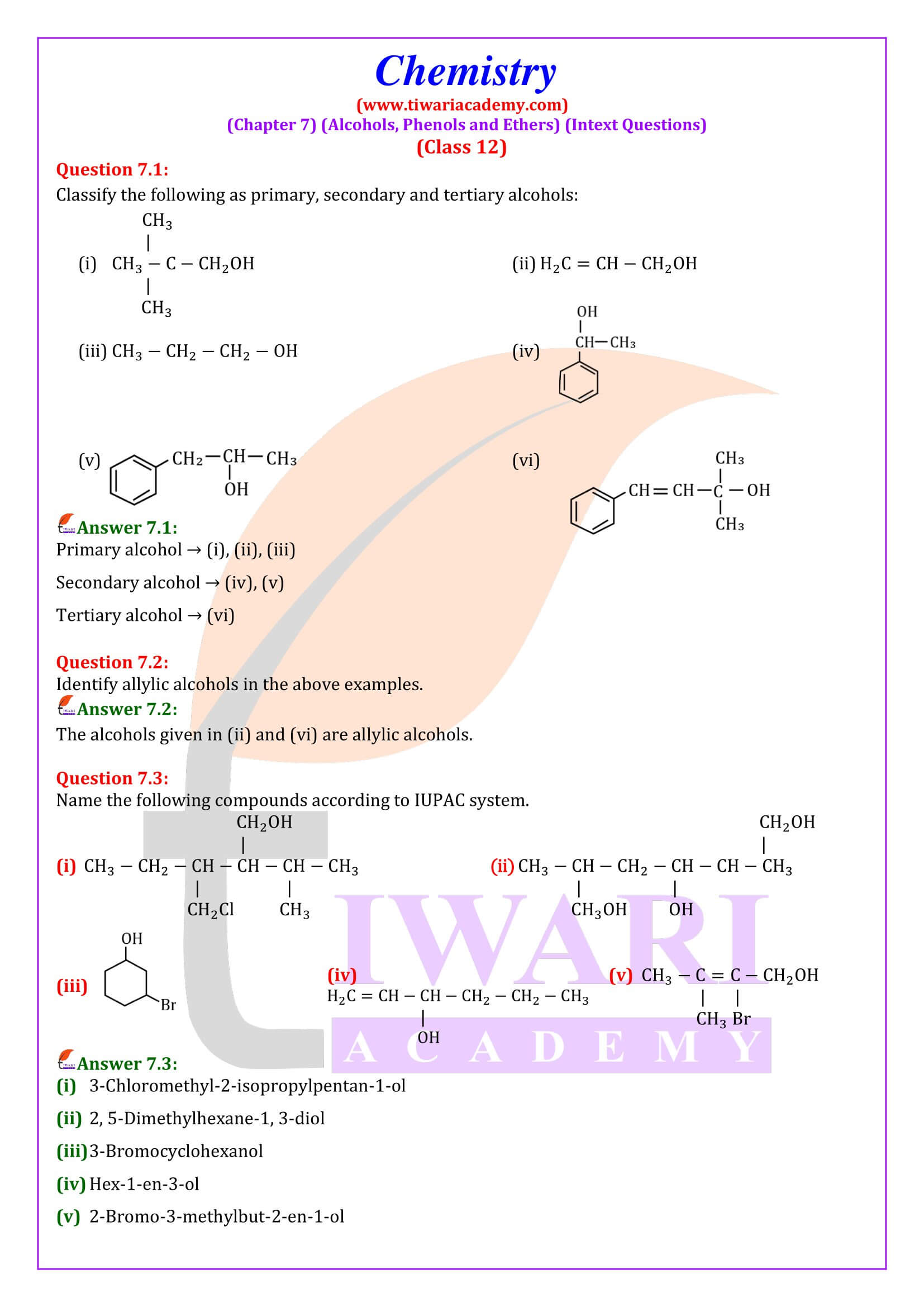 Class 12 Chemistry Chapter 7 Intext