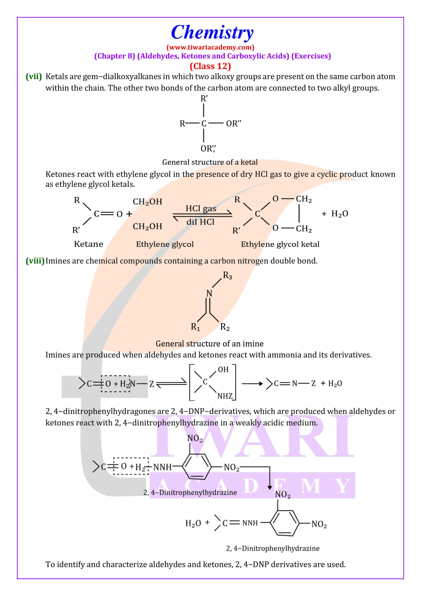 NCERT Solutions for Class 12 Chemistry Chapter 8 Exercises