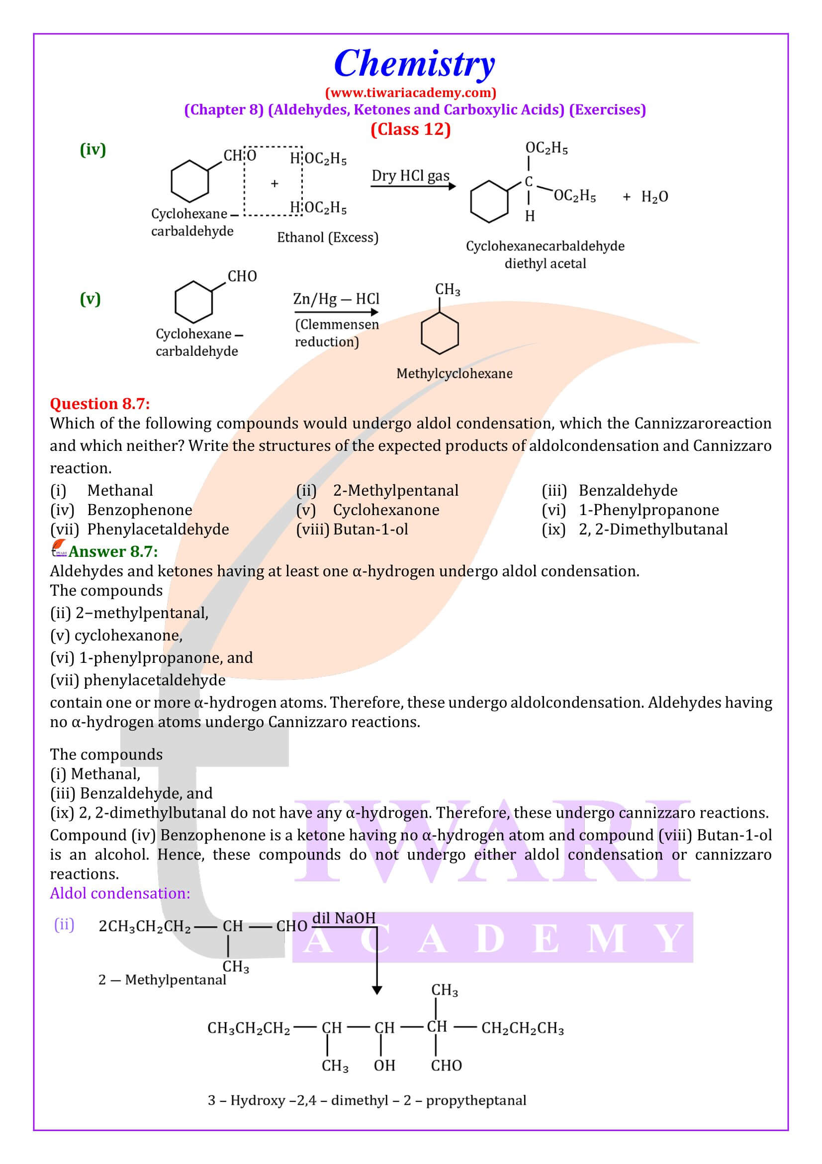 NCERT Class 12 Chemistry Chapter 8 Solutions