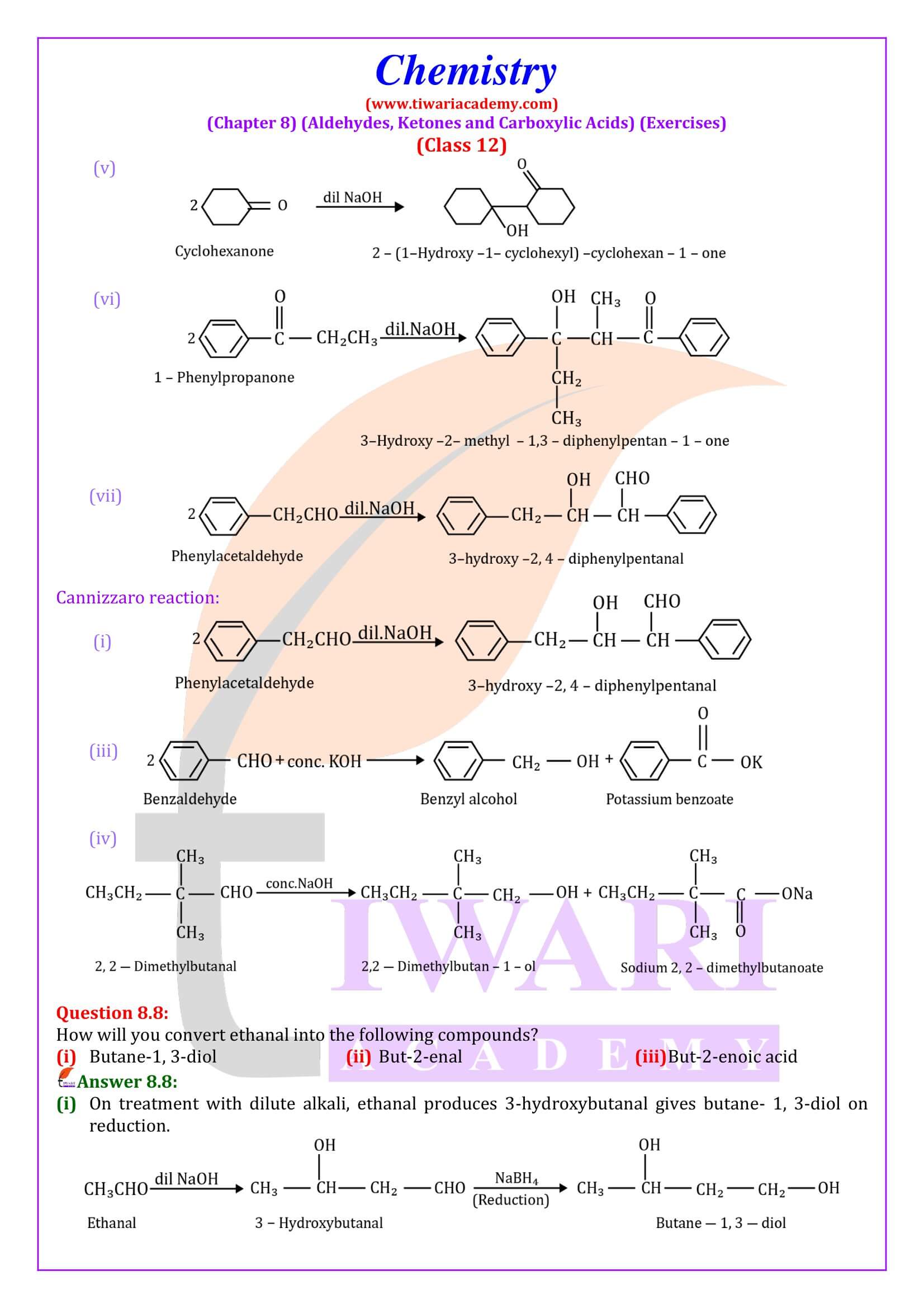 NCERT Class 12 Chemistry Chapter 8 Answers