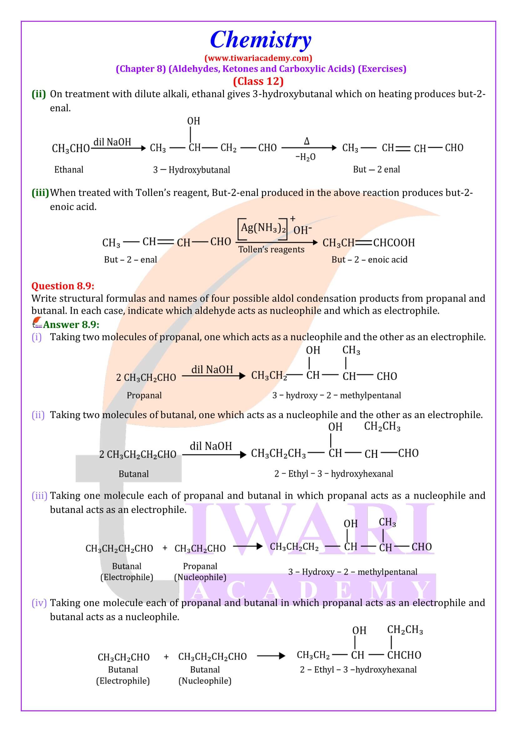 NCERT Class 12 Chemistry Chapter 8 Exercises