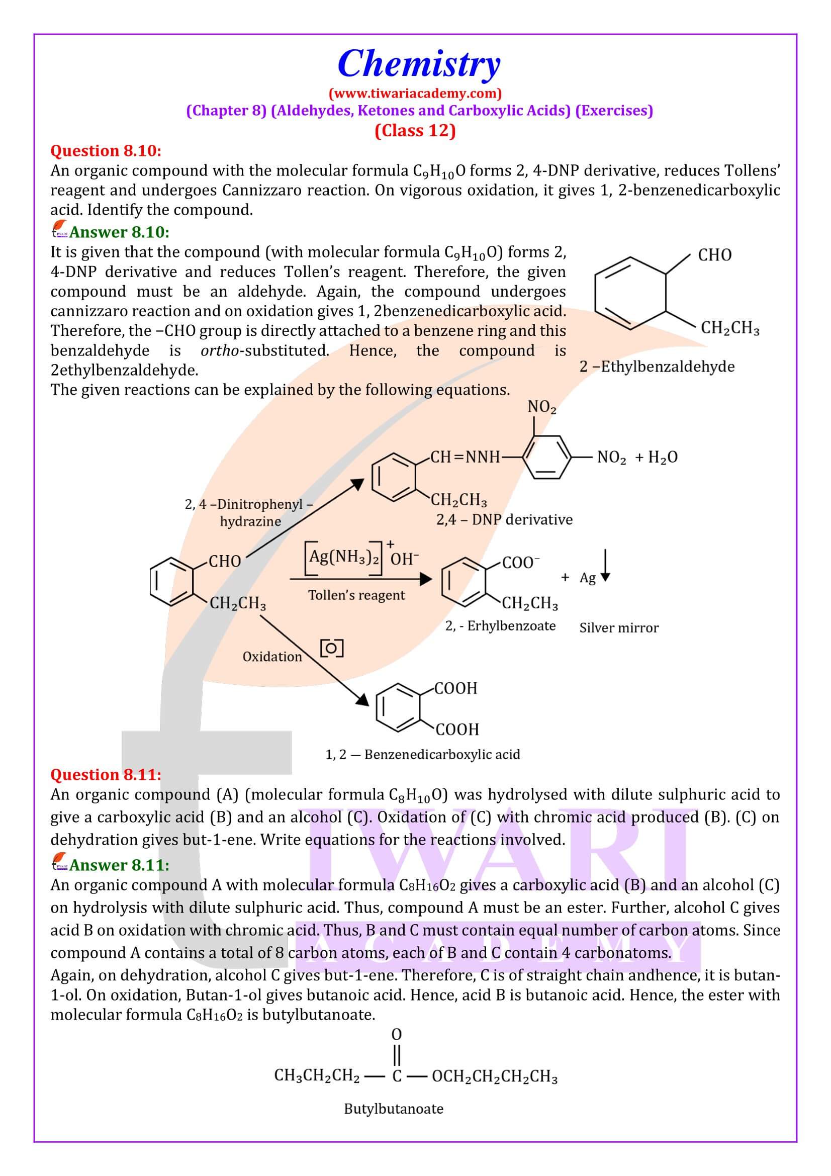 NCERT Class 12 Chemistry Chapter 8 Solution in English
