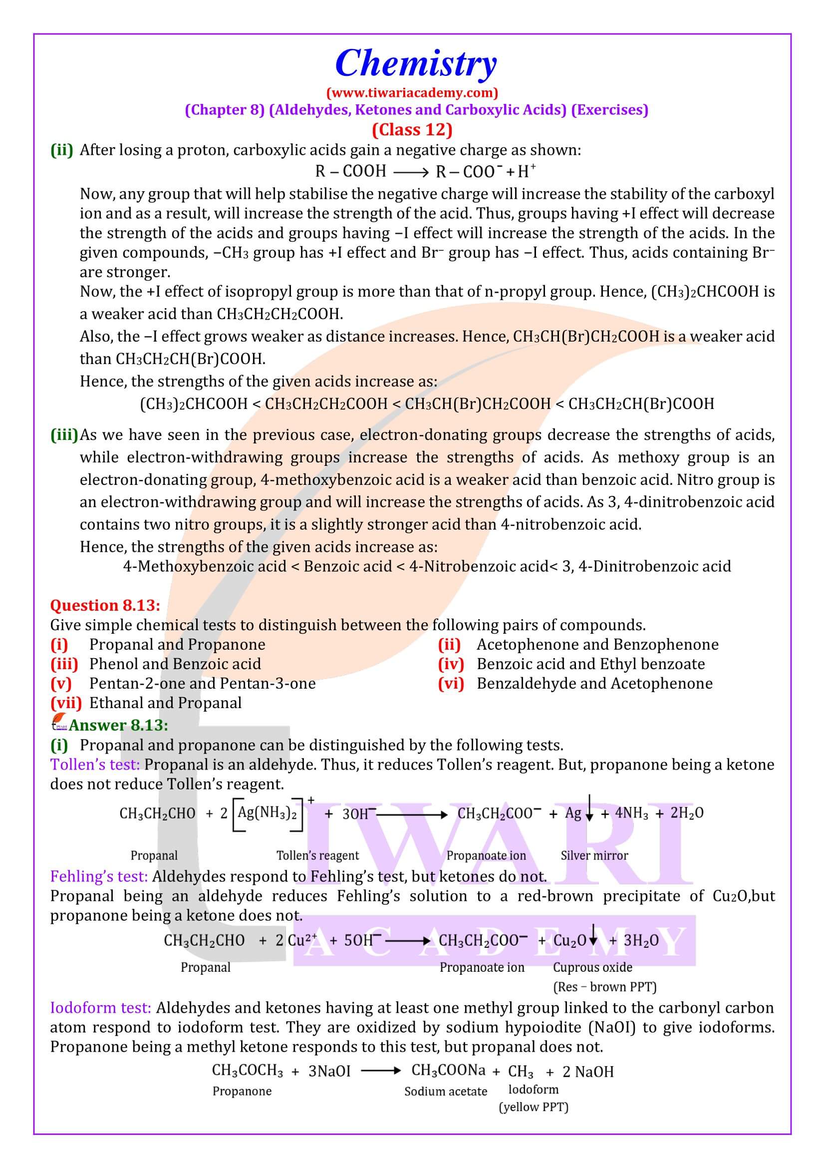 Class 12 Chemistry Chapter 8 In English Medium