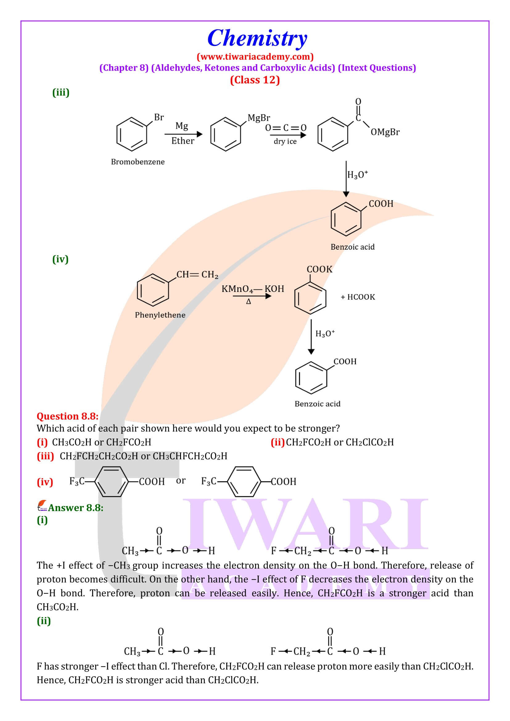 Class 12 Chemistry Chapter 8 Intext Solutions