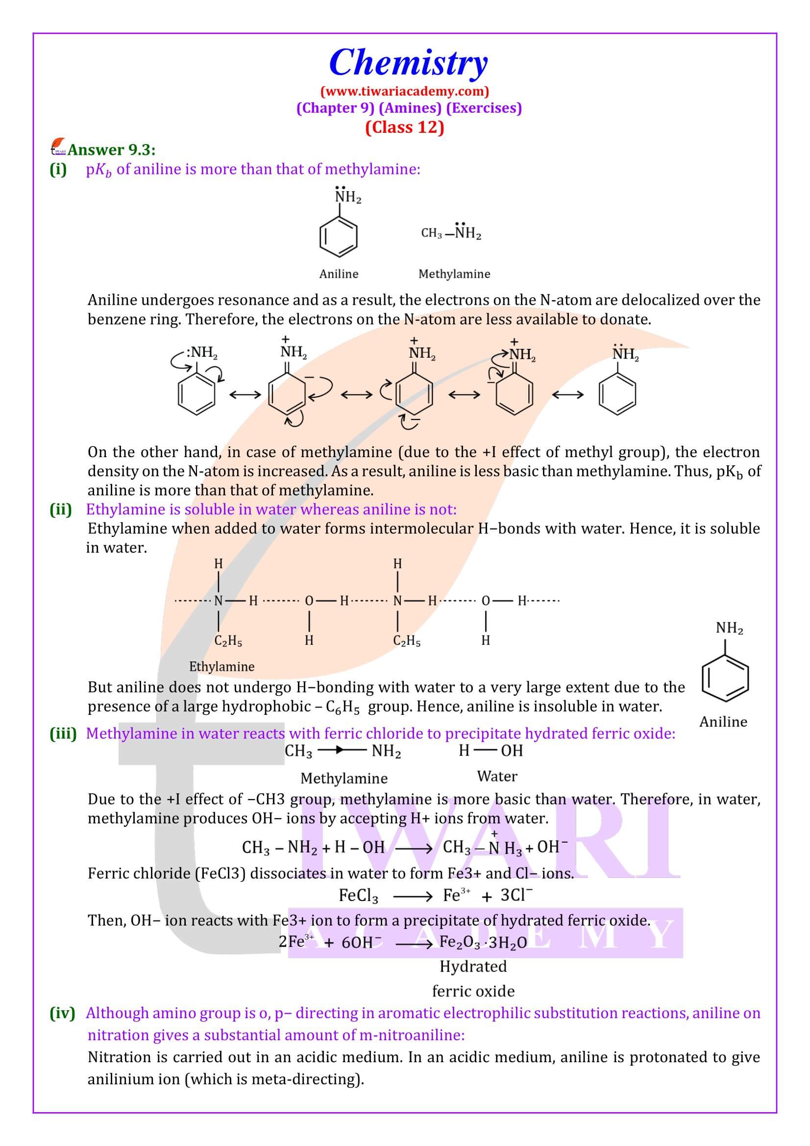 NCERT Solutions for Class 12 Chemistry Chapter 9 in English medium