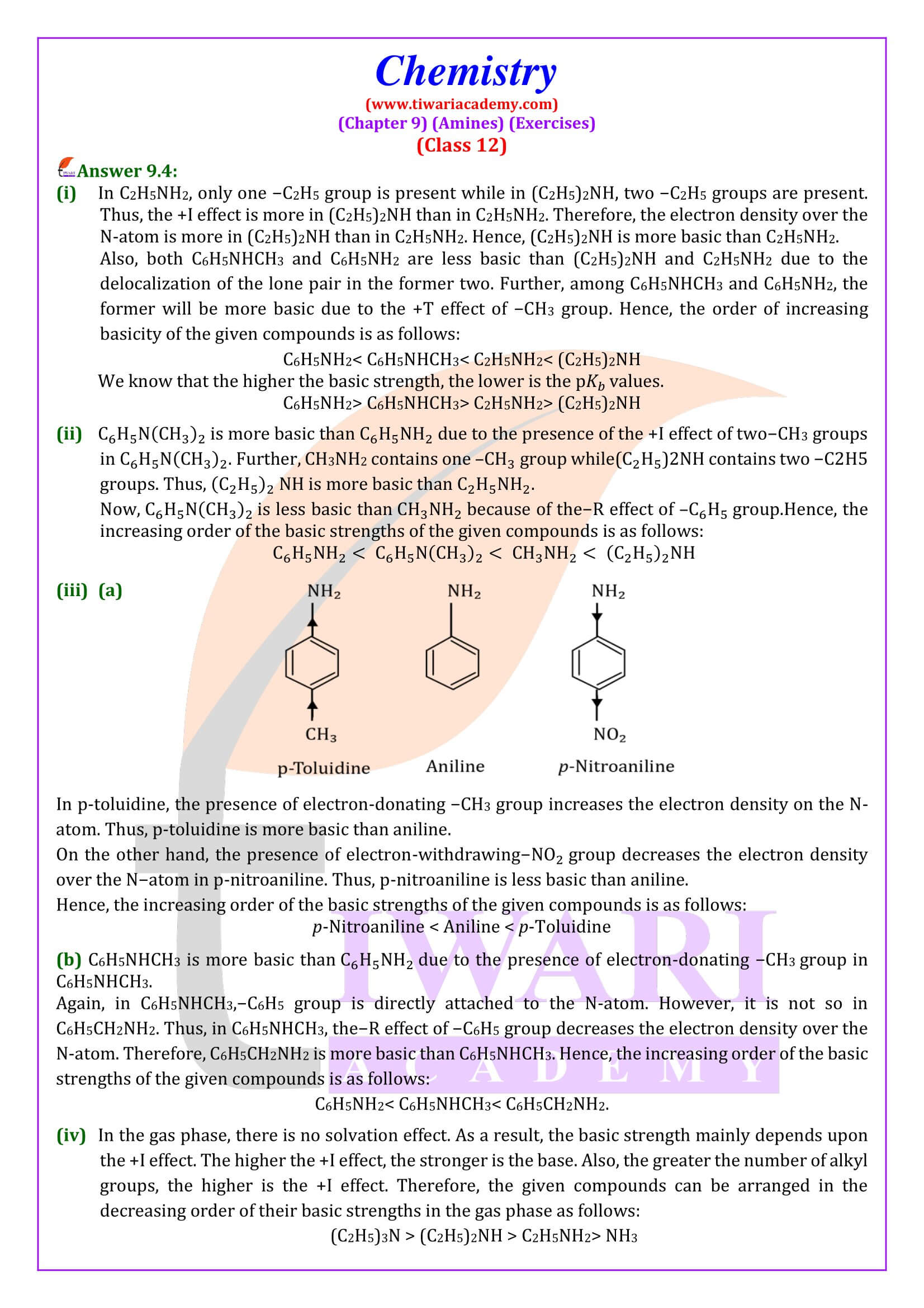 NCERT Solutions for Class 12 Chemistry Chapter 9 Exercises
