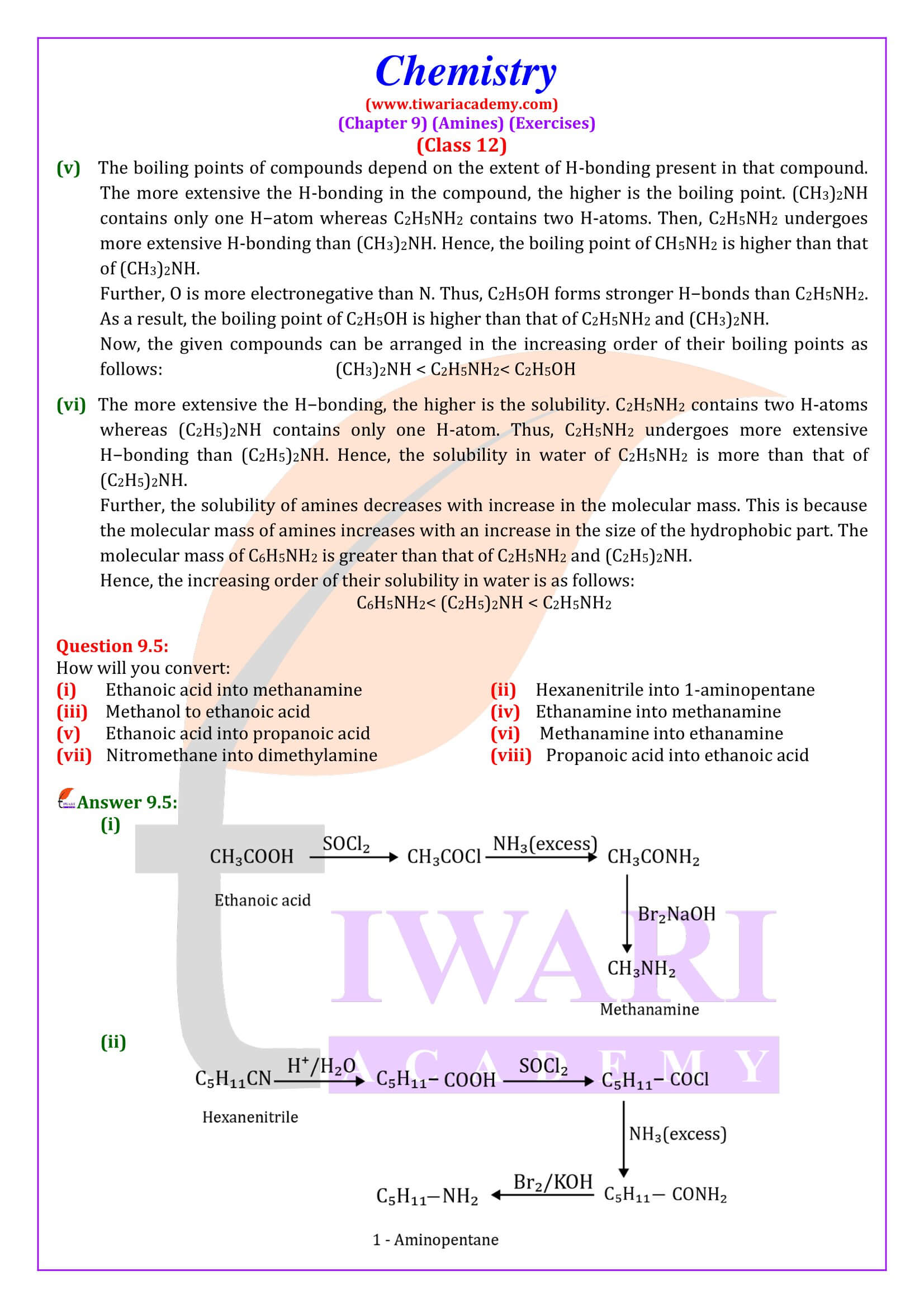 NCERT Solutions for Class 12 Chemistry Chapter 9 guide