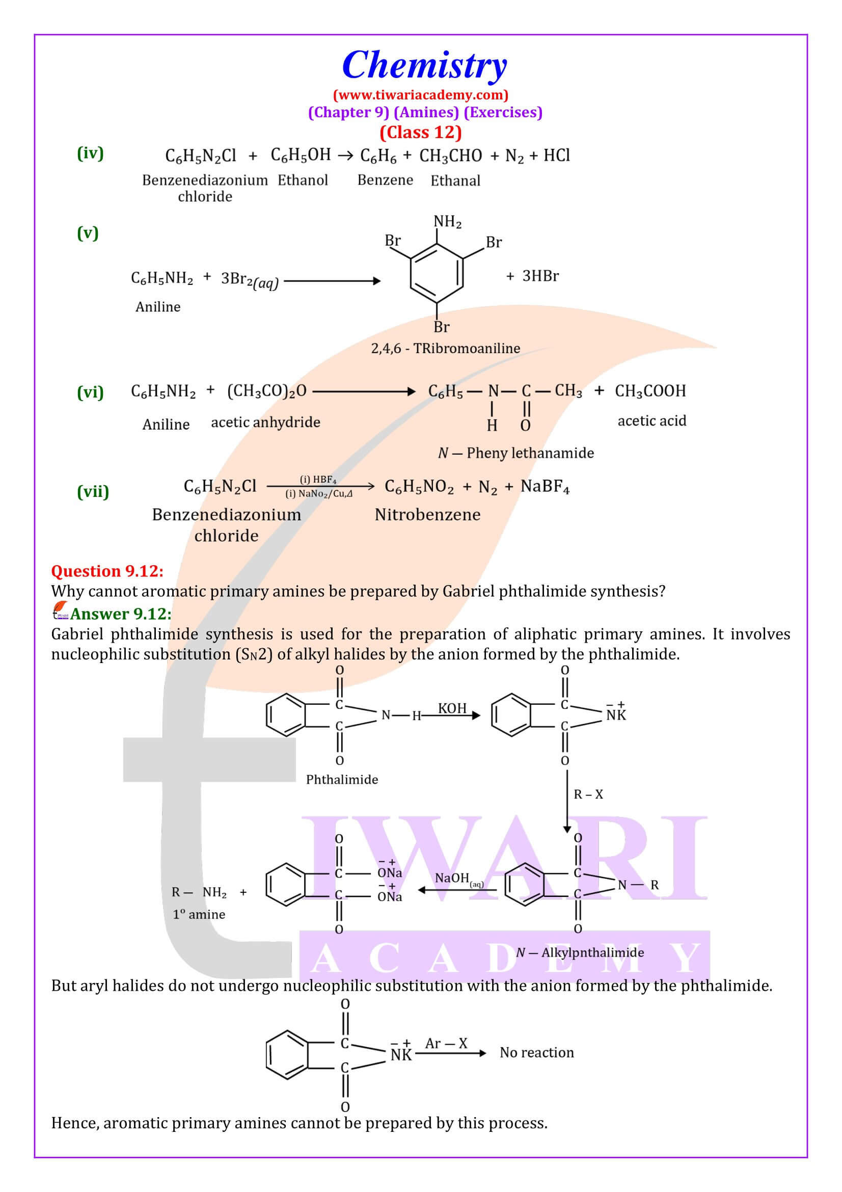 Class 12 Chemistry Chapter 9 Exercises