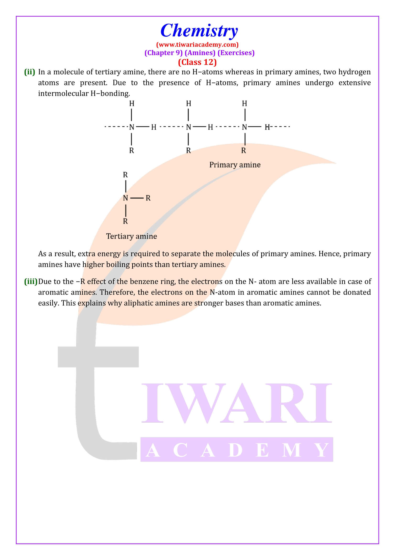 Class 12 Chemistry Chapter 9 all Question Answers