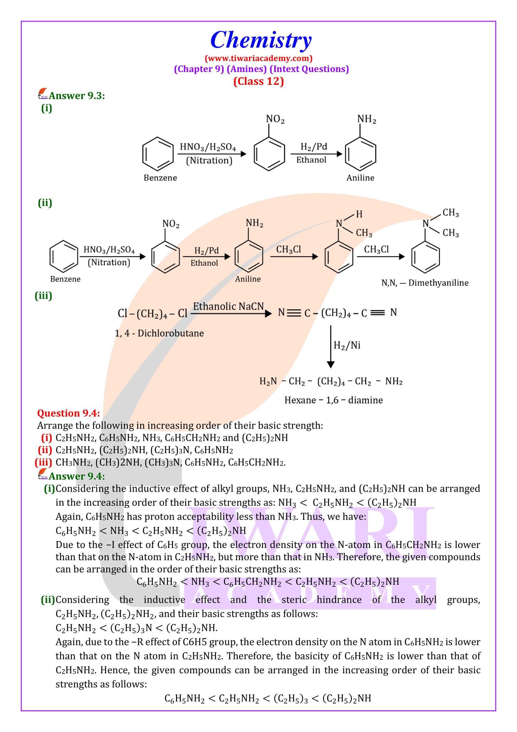 Class 12 Chemistry Chapter 9 Intext Solutions