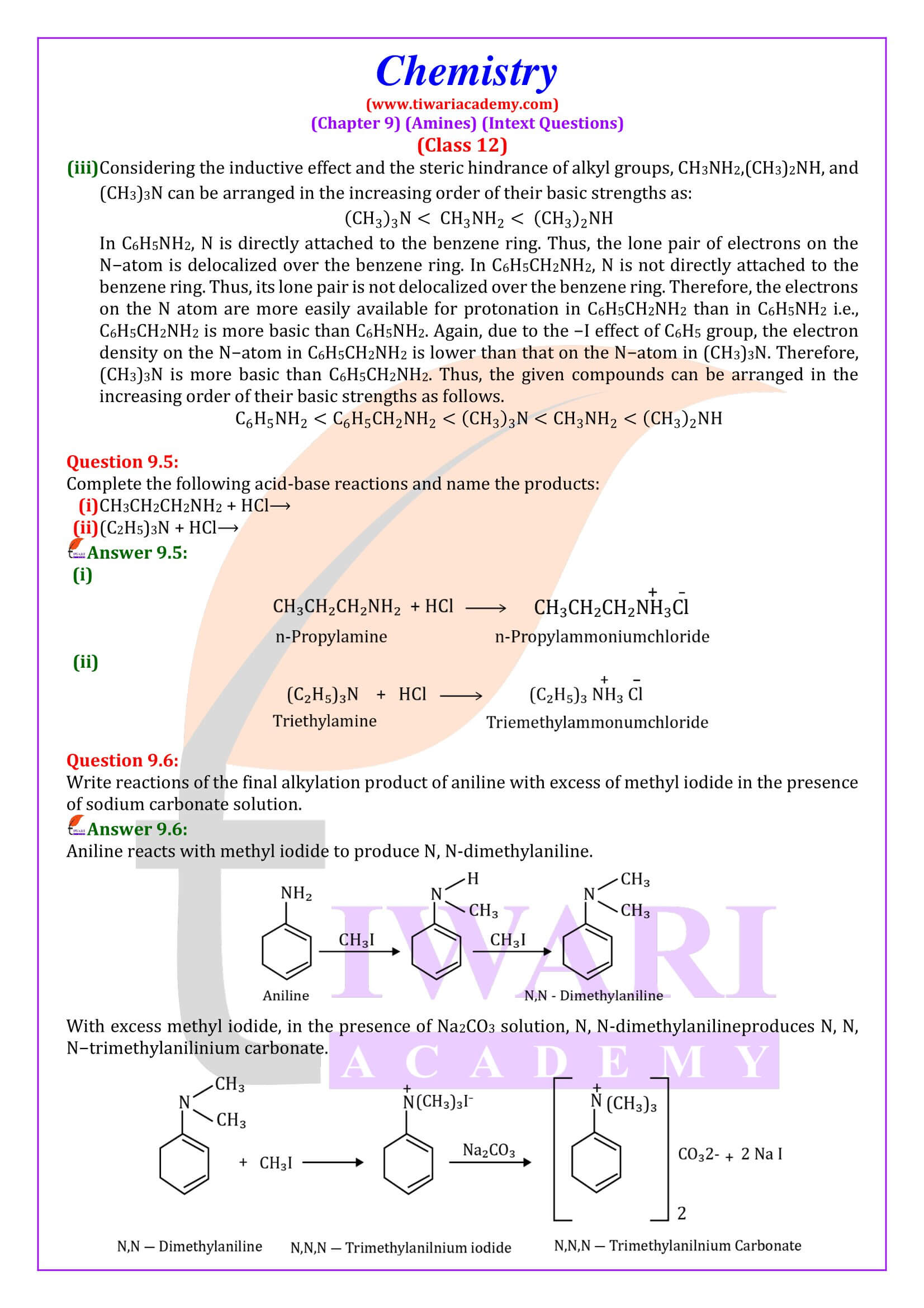 Class 12 Chemistry Chapter 9 Intext Answers