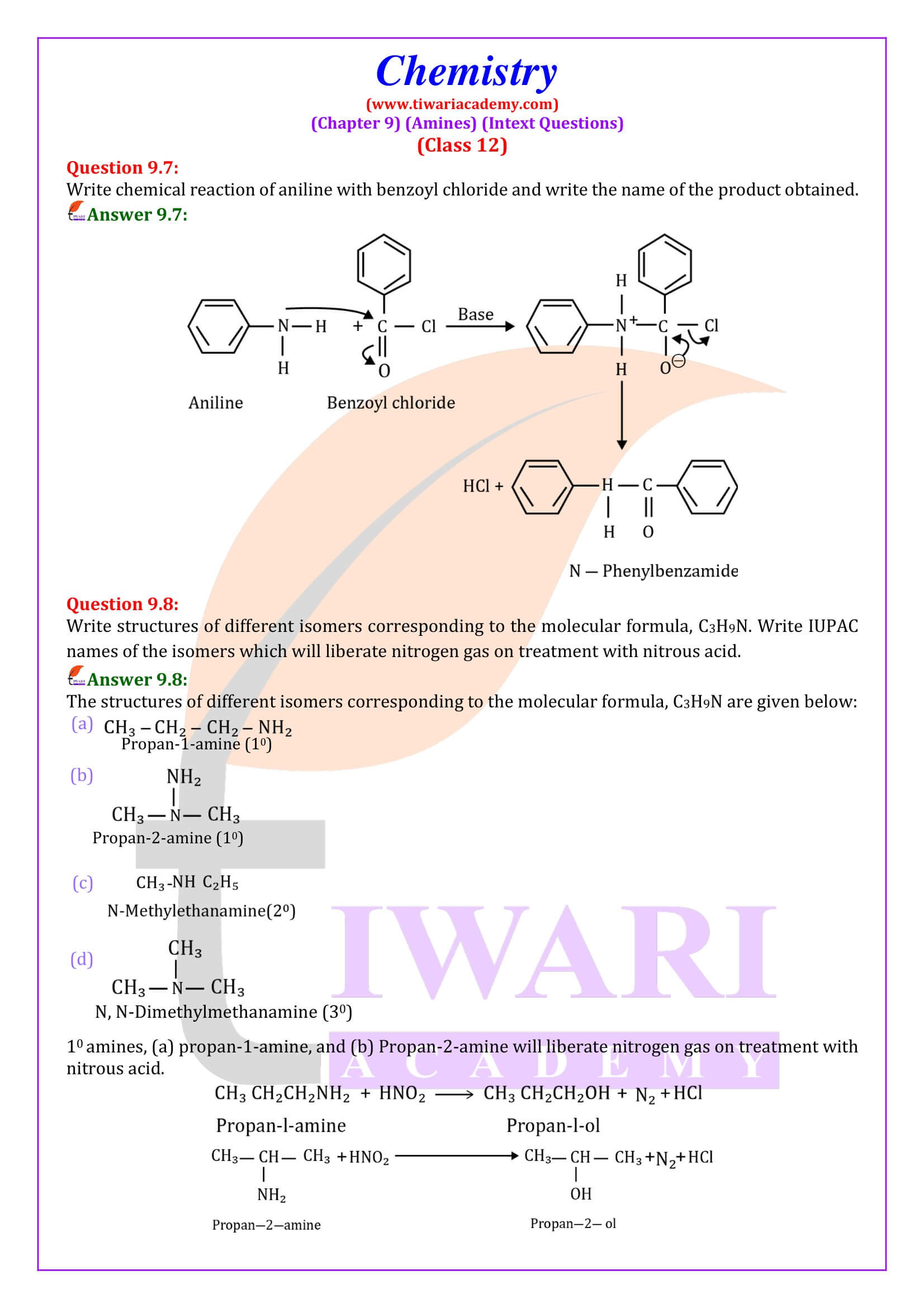 Class 12 Chemistry Chapter 9 Intext Questions