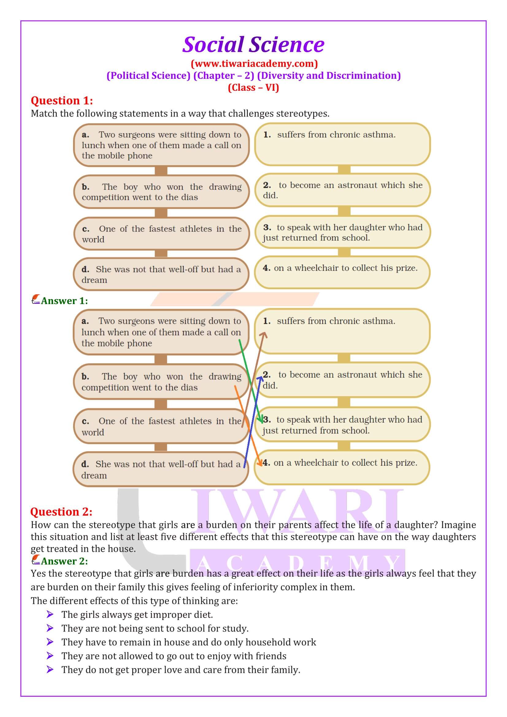 Class 6 Civics Chapter 2. Diversity and Discrimination