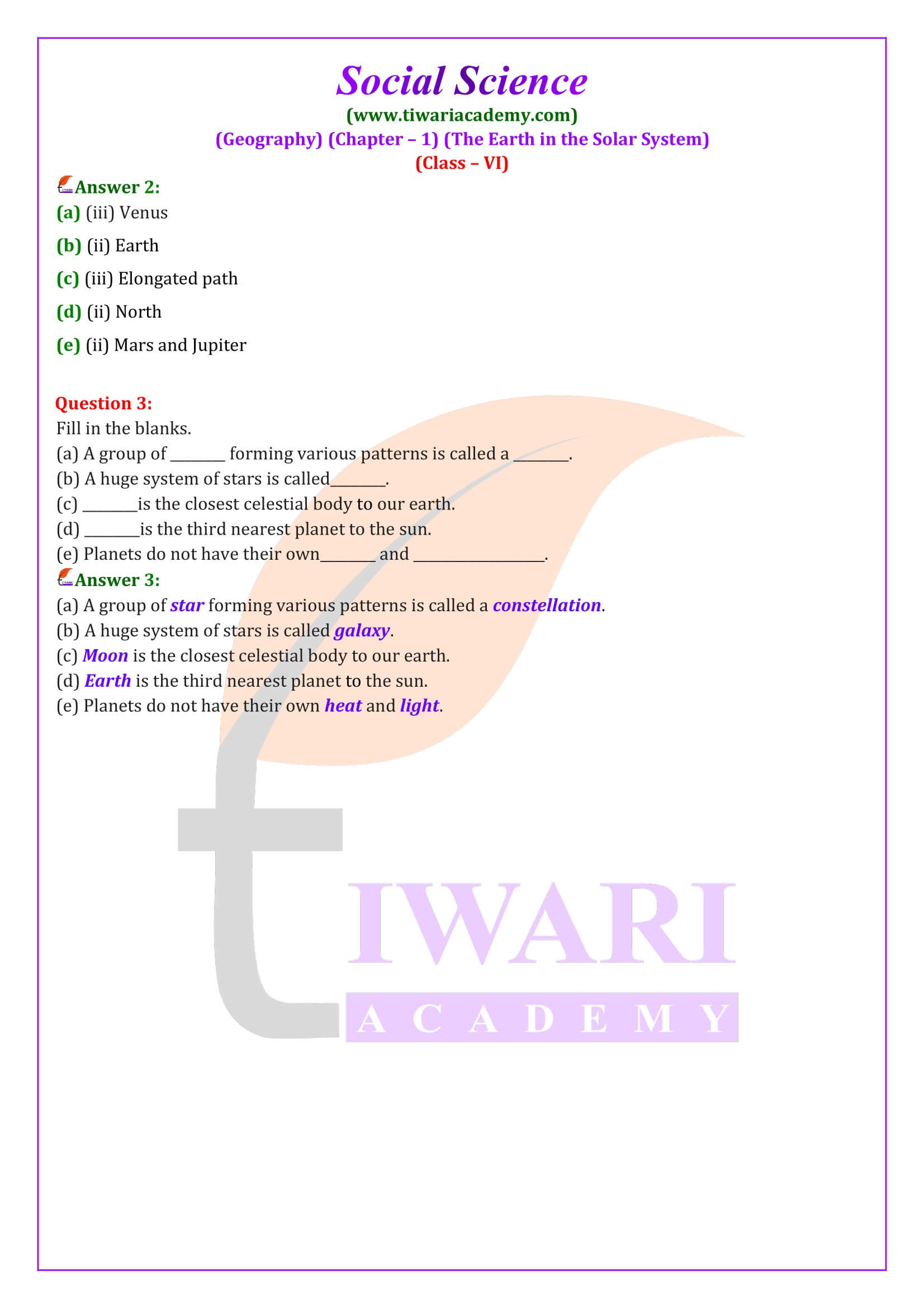 Class 6 Geography Chapter 1