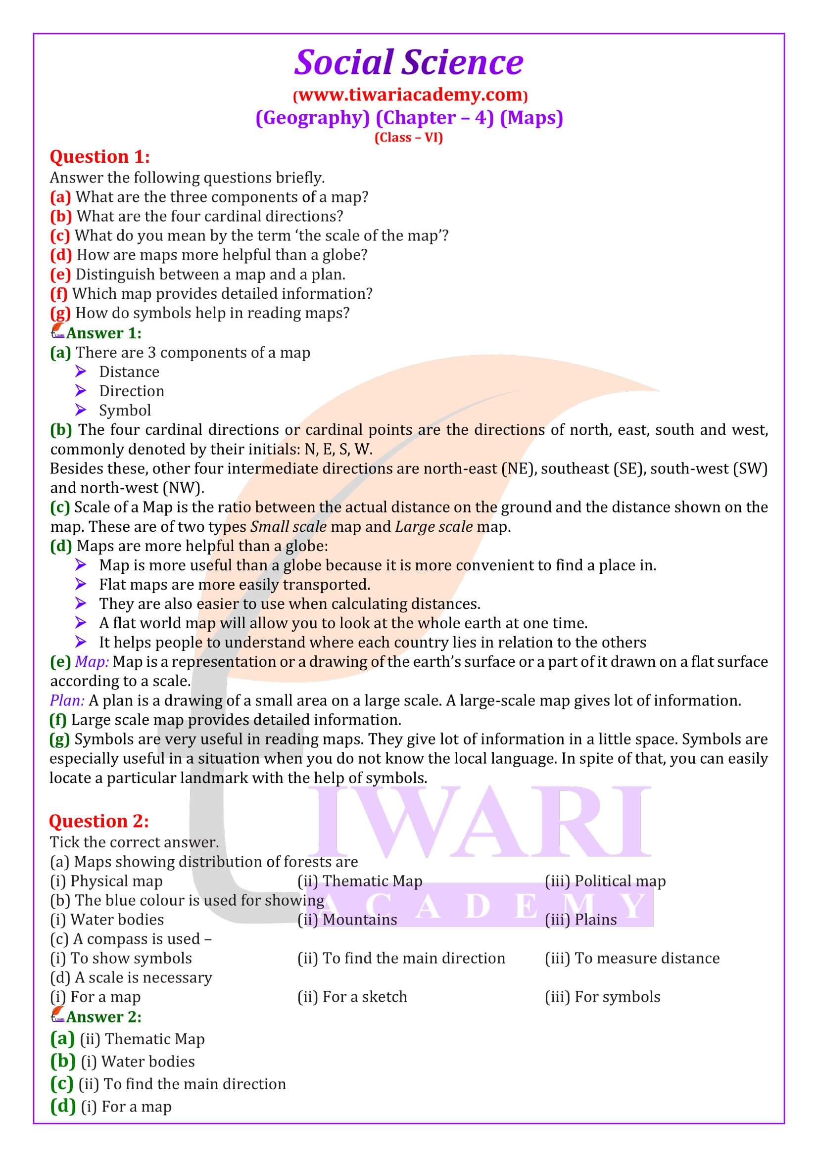 Class 6 Geography Chapter 4. Maps