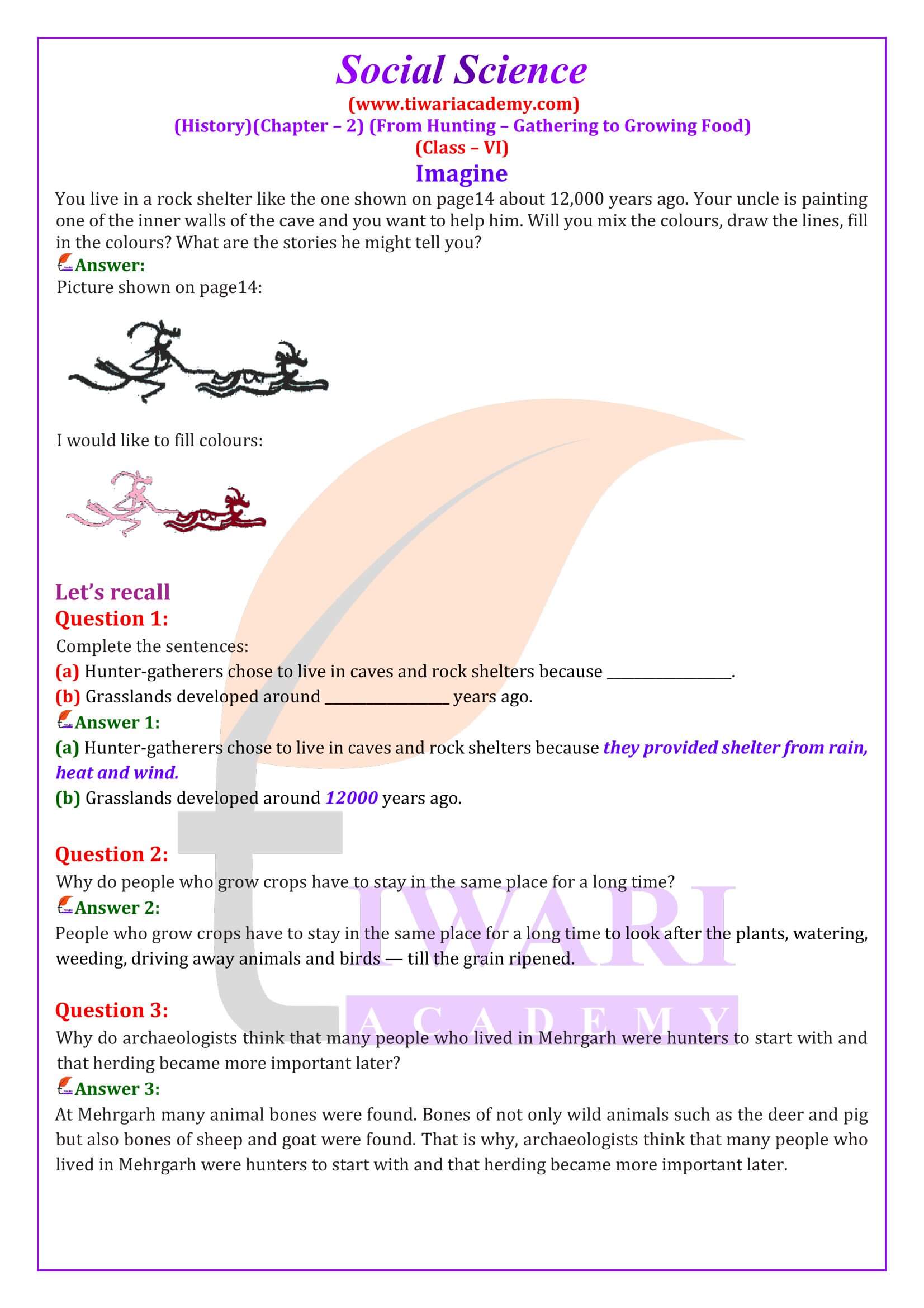 Class 6 History Chapter 2. From Hunting Gathering to Growing Food