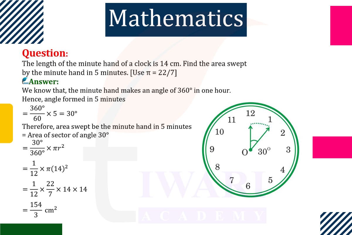 The length of the minute hand of a clock is 14 cm. Find the area swept by the minute hand.