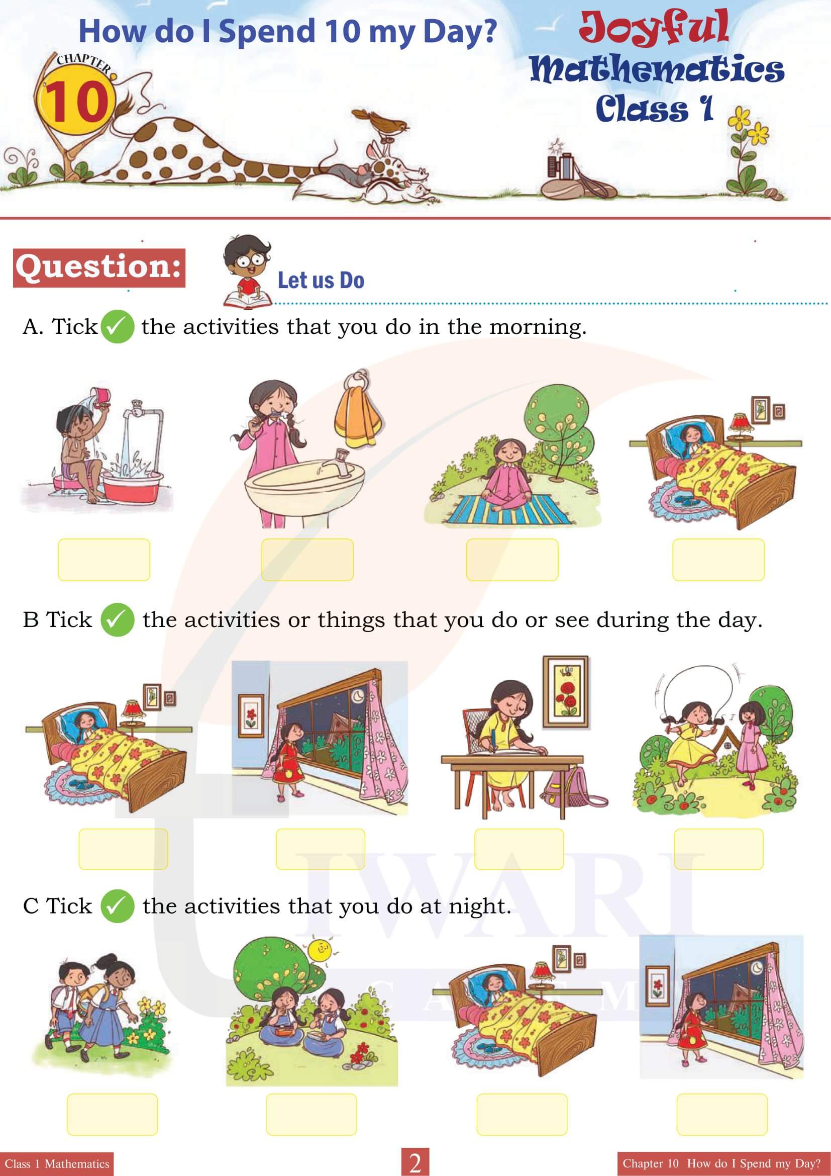 Class 1 Maths Joyful Chapter 10 How do I Spend my Day?