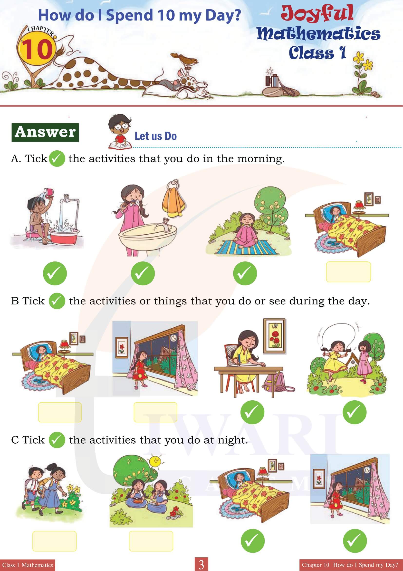 NCERT Solutions for Class 1 Maths Joyful Chapter 10