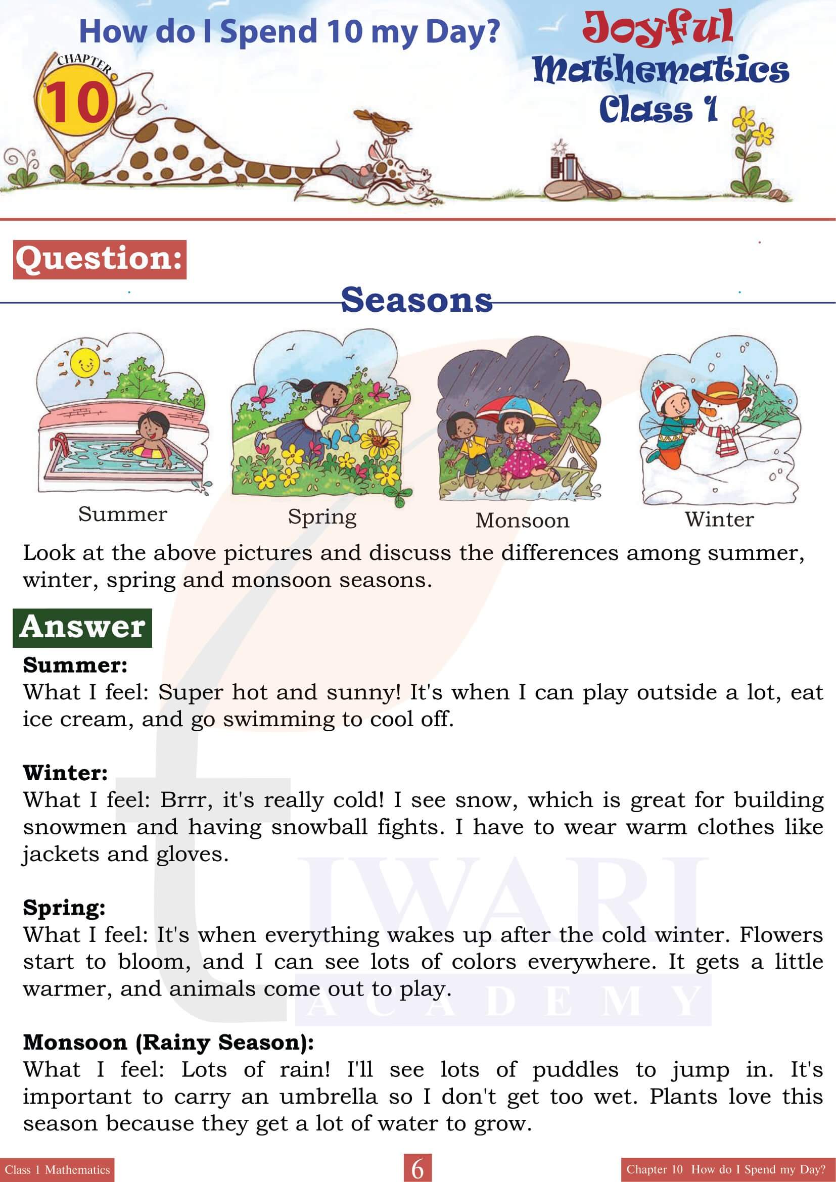 Class 1 Maths Joyful Chapter 10 in English Medium