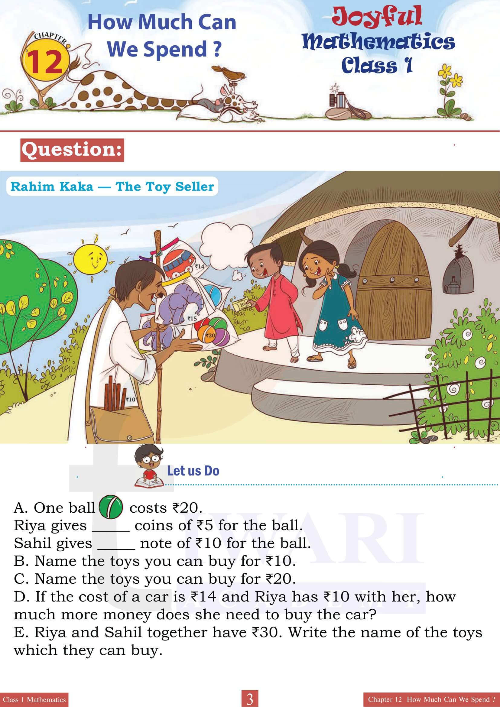 NCERT Solutions for Class 1 Maths Joyful Chapter 12 in English Medium