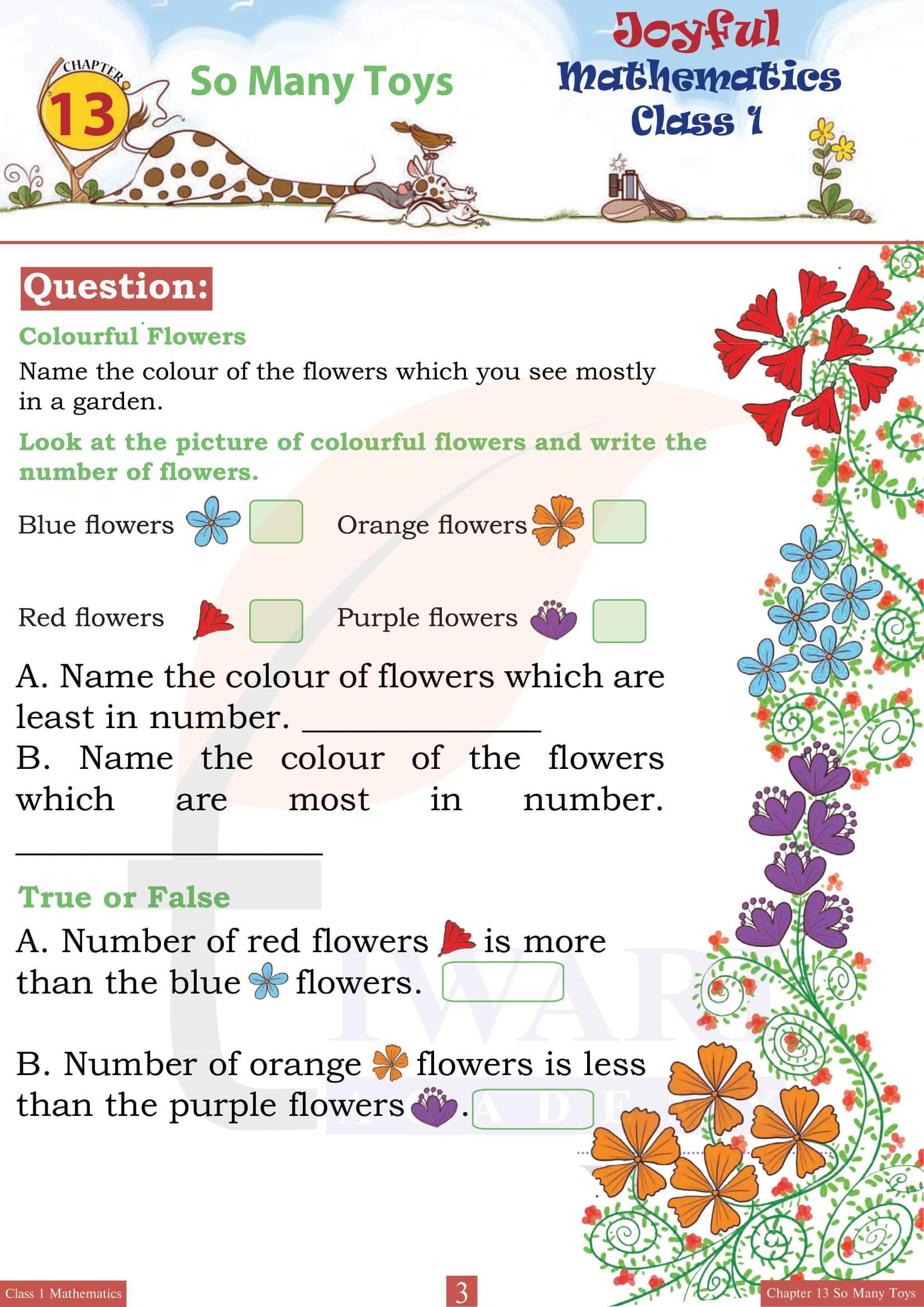 NCERT Solutions for Class 1 Maths Joyful Chapter 13 in English Medium