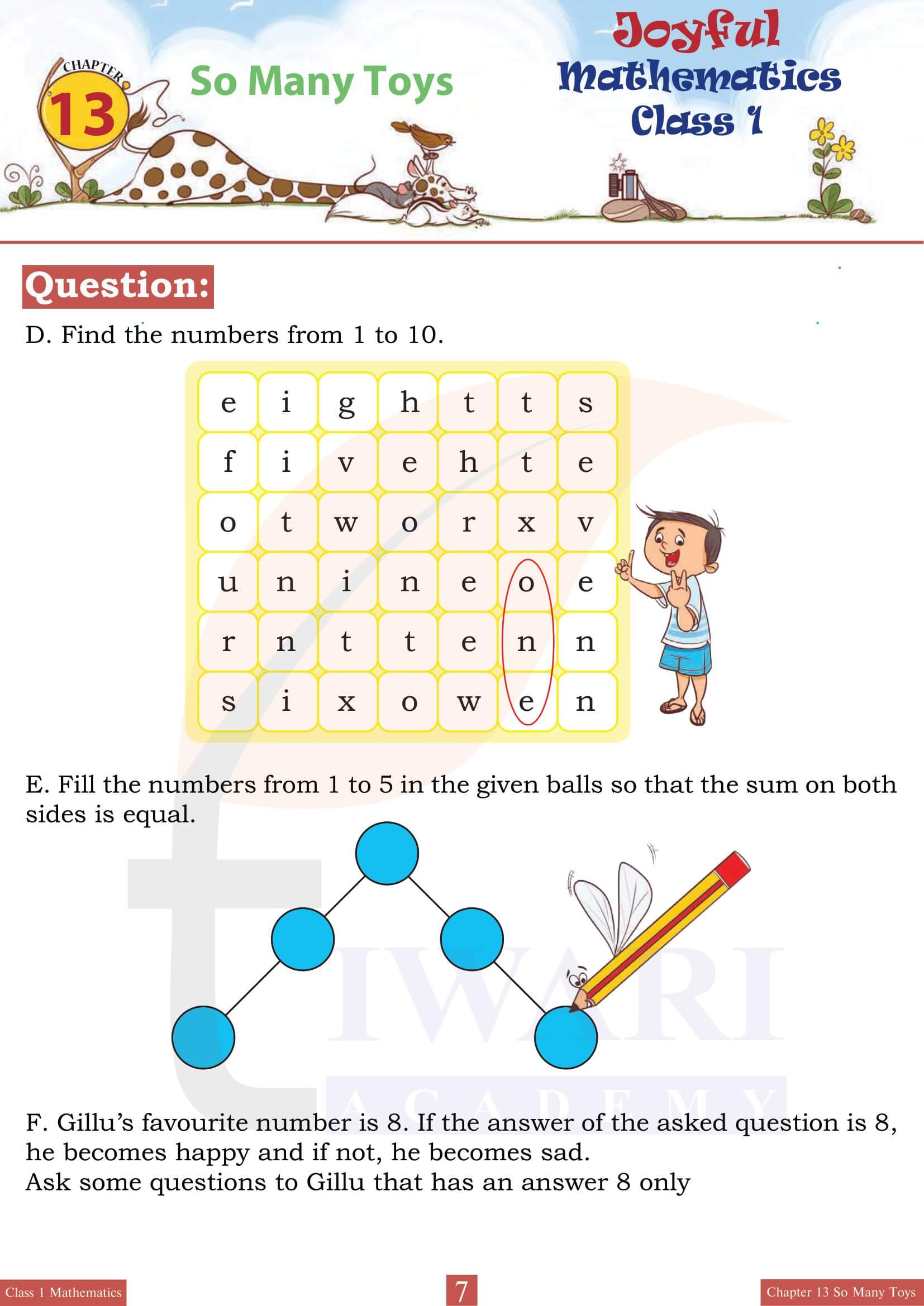 Class 1 Maths Joyful Chapter 13 in English Medium