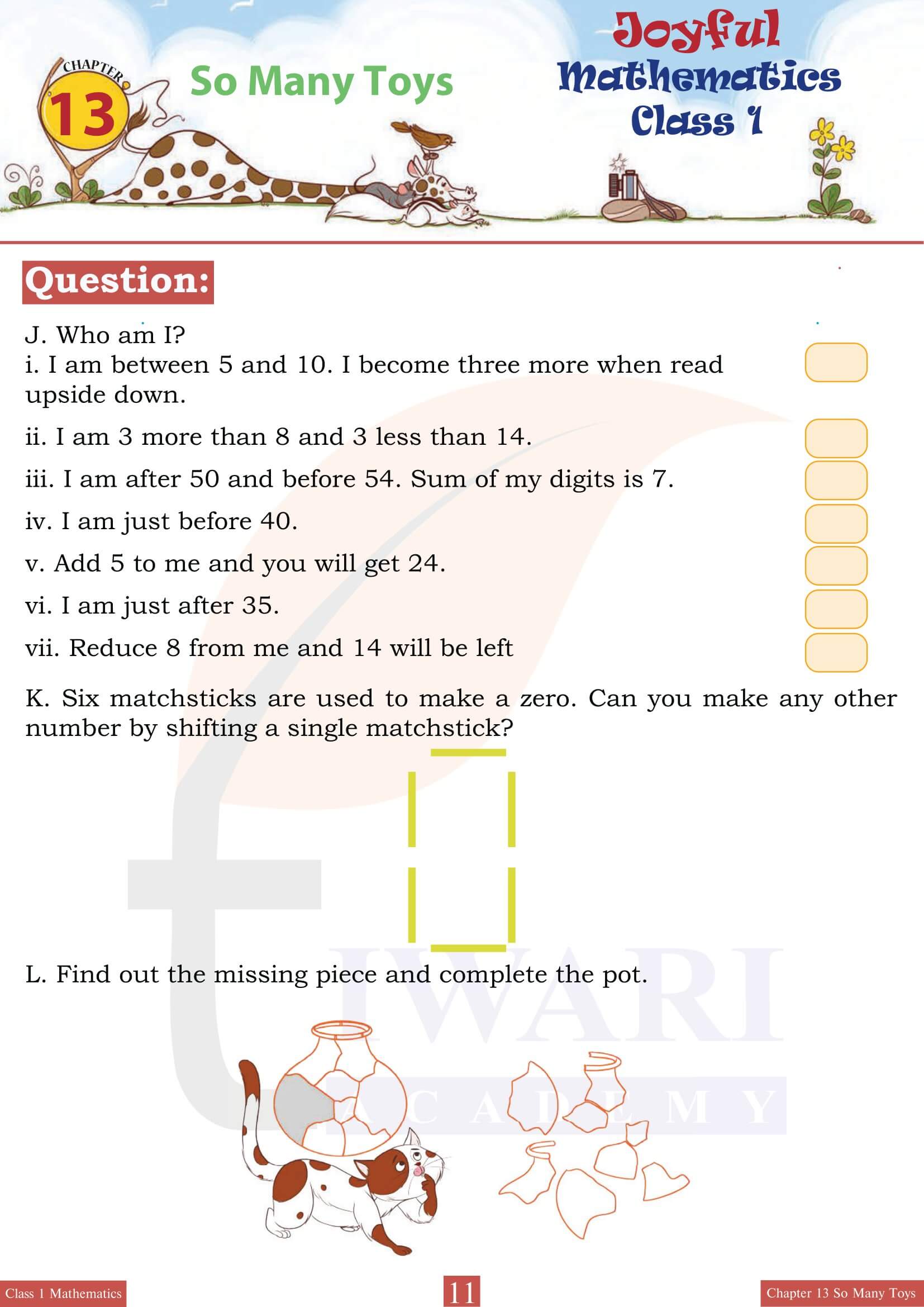 Class 1 Joyful Maths Chapter 13 Assignemnts