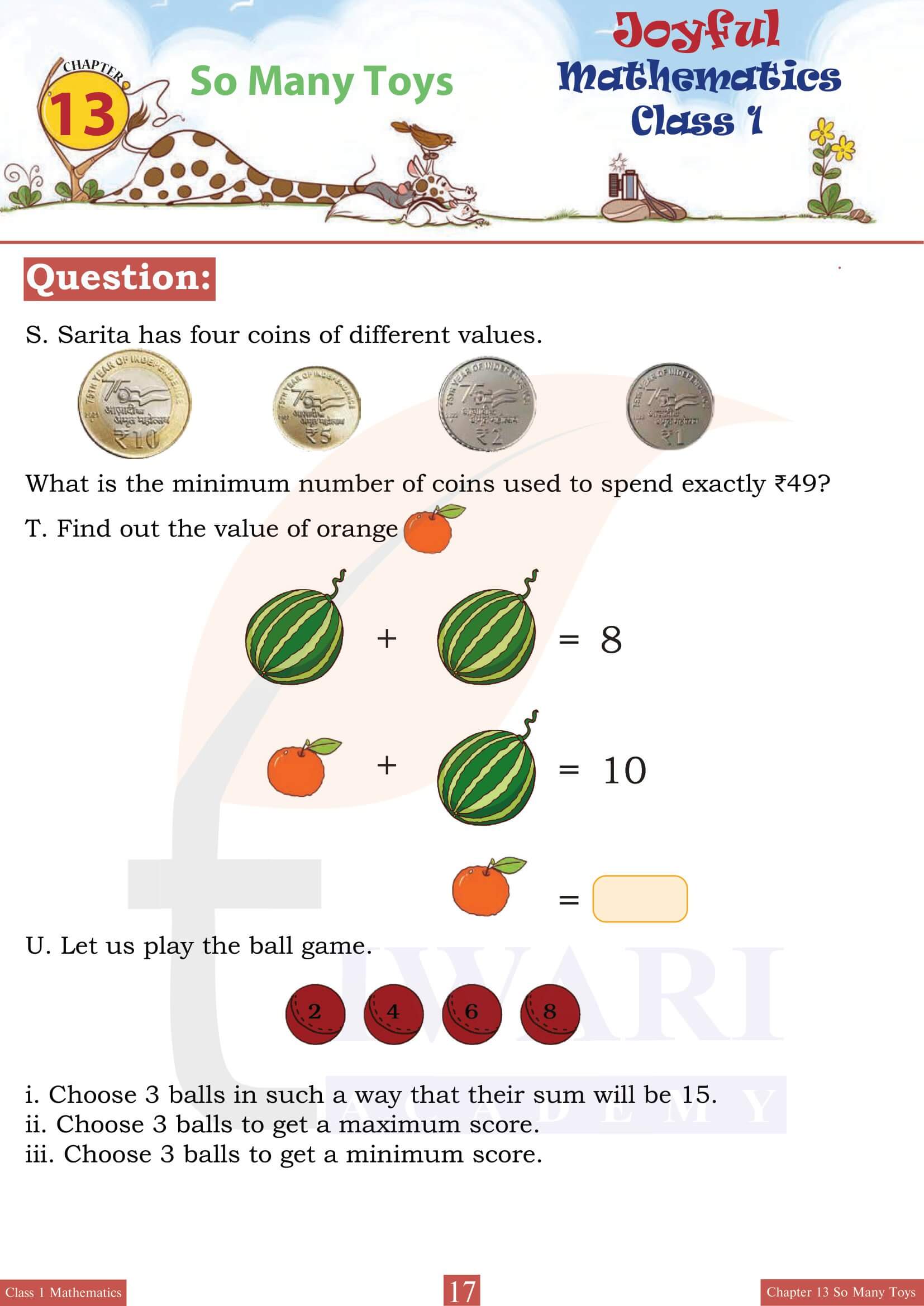 Class 1 Joyful Maths Chapter 13 Assignments Answers